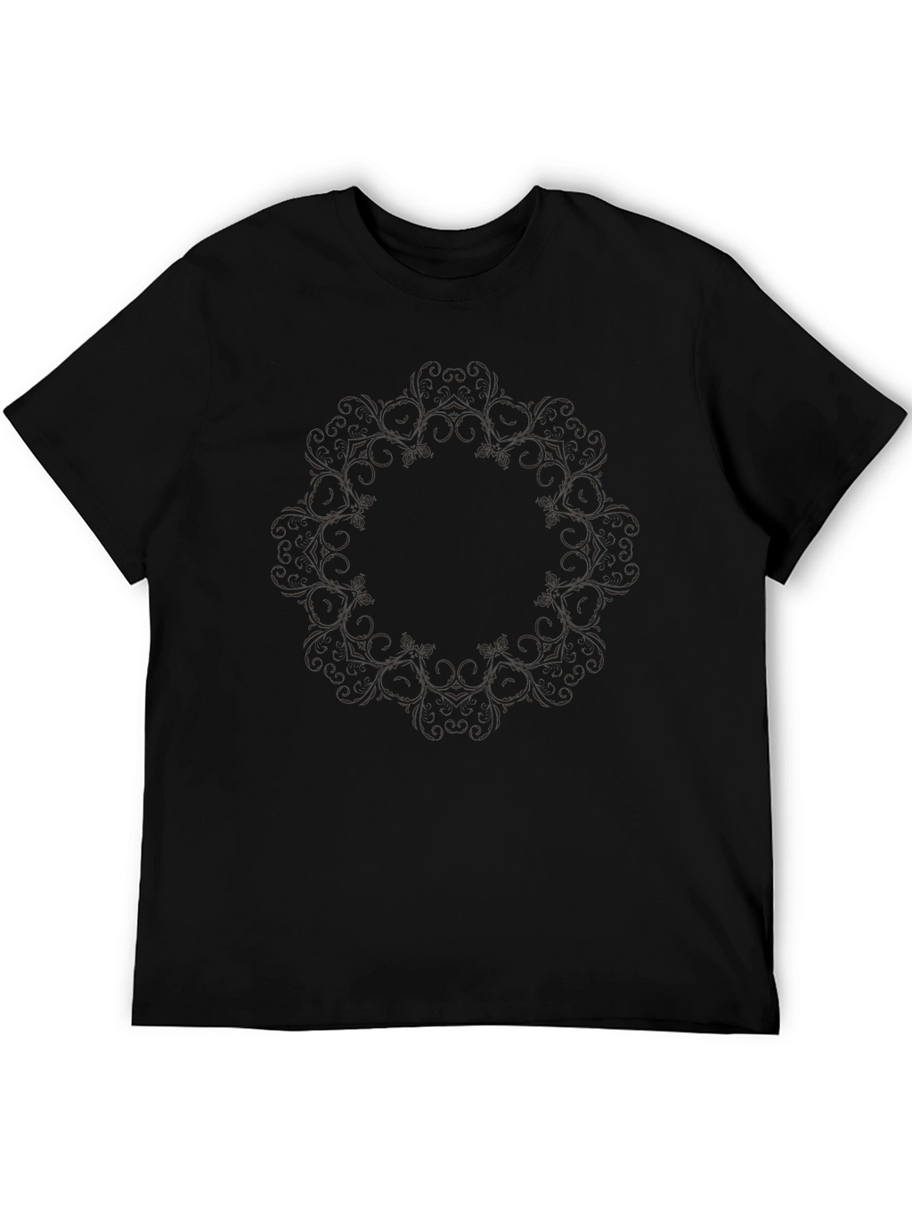Black Floral Mandala Print T-Shirt
