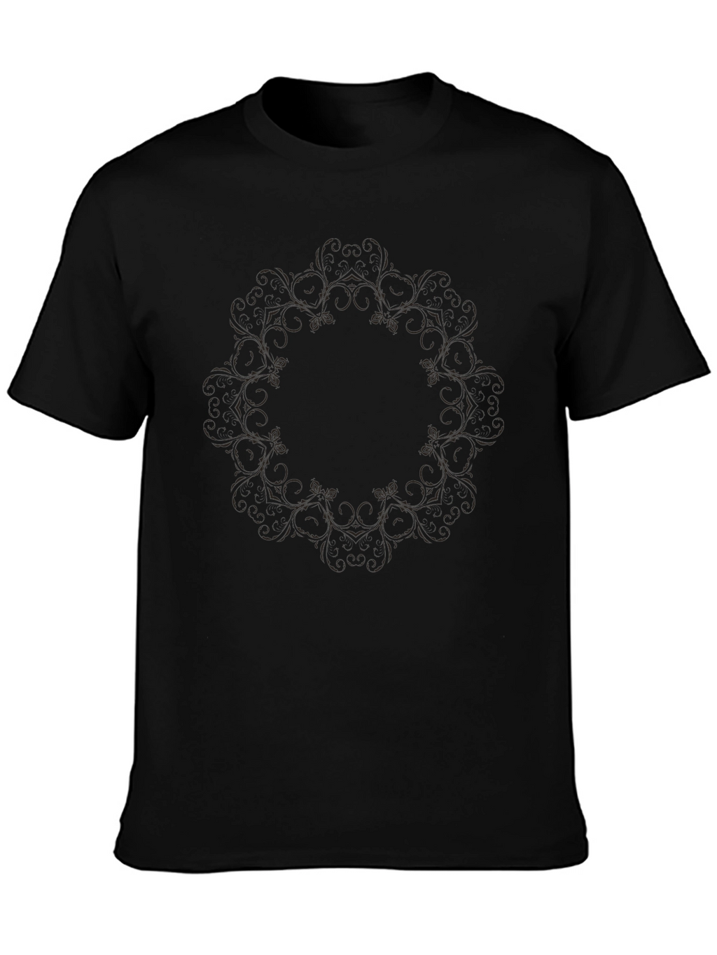 Black Floral Mandala Print T-Shirt