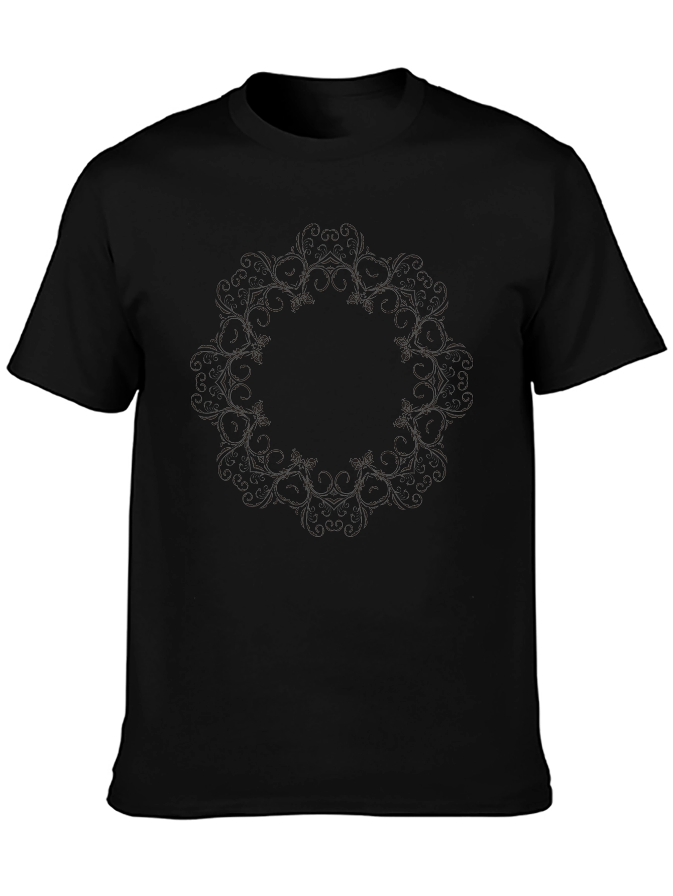 Black Floral Mandala Print T-Shirt