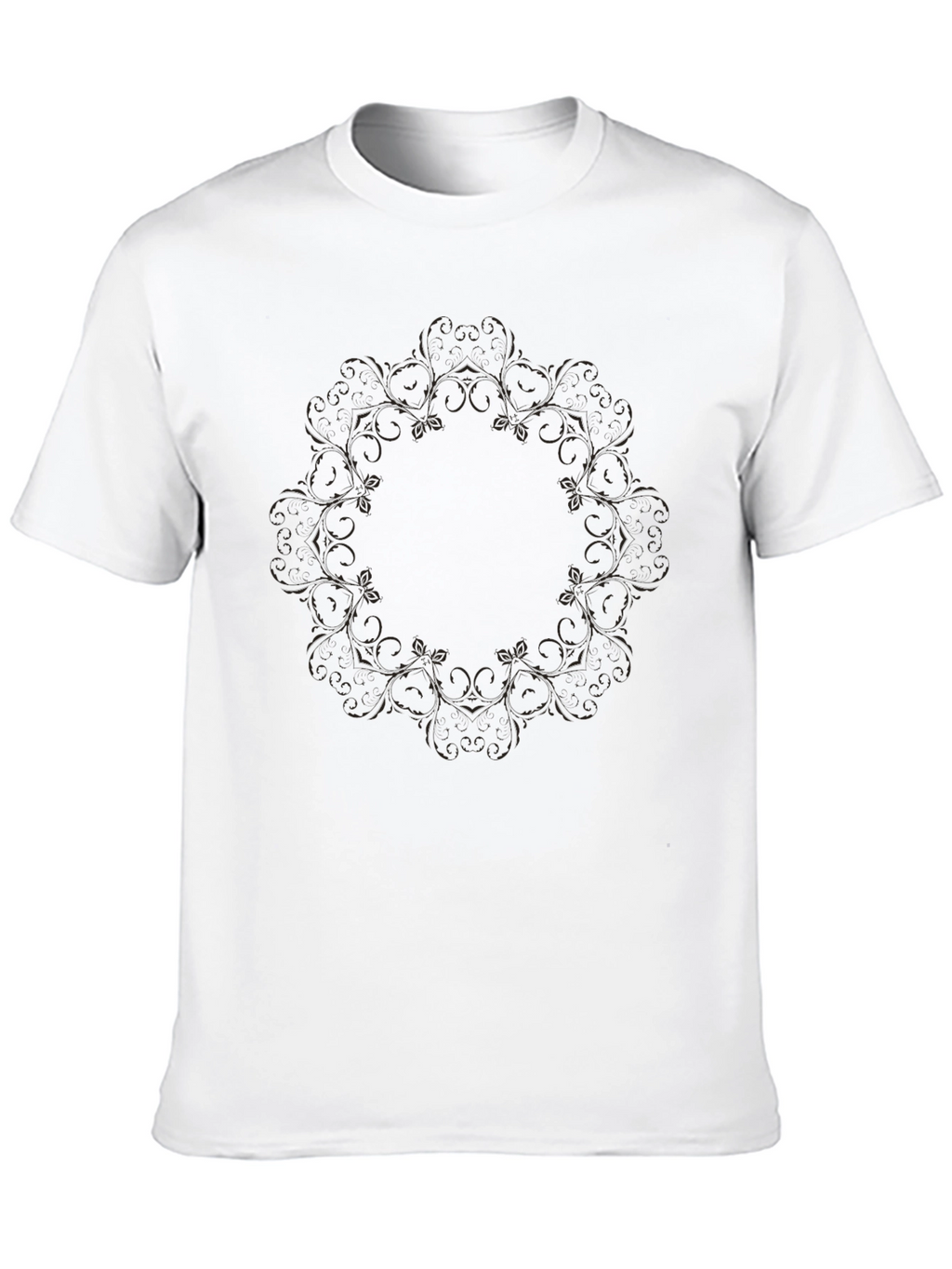 Black Floral Mandala Print T-Shirt