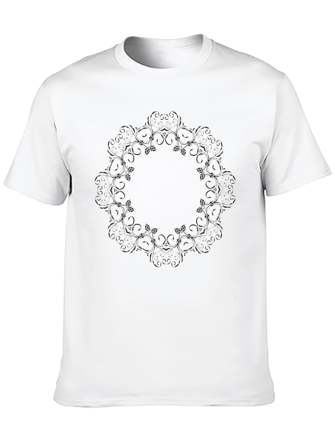 Black Floral Mandala Print T-Shirt