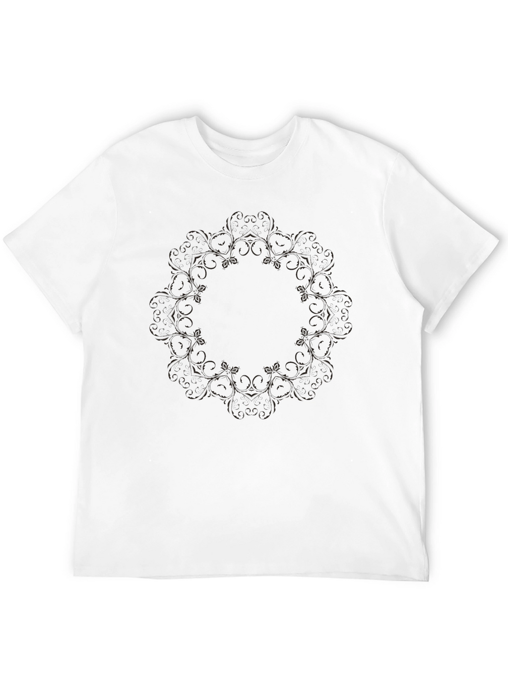 Black Floral Mandala Print T-Shirt