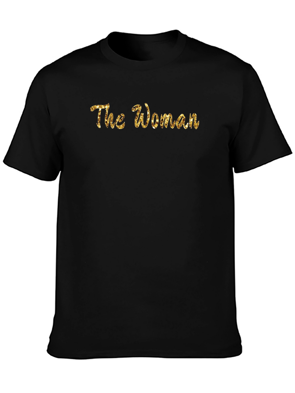 The Woman Gold Glitter Graphic Black T-Shirt