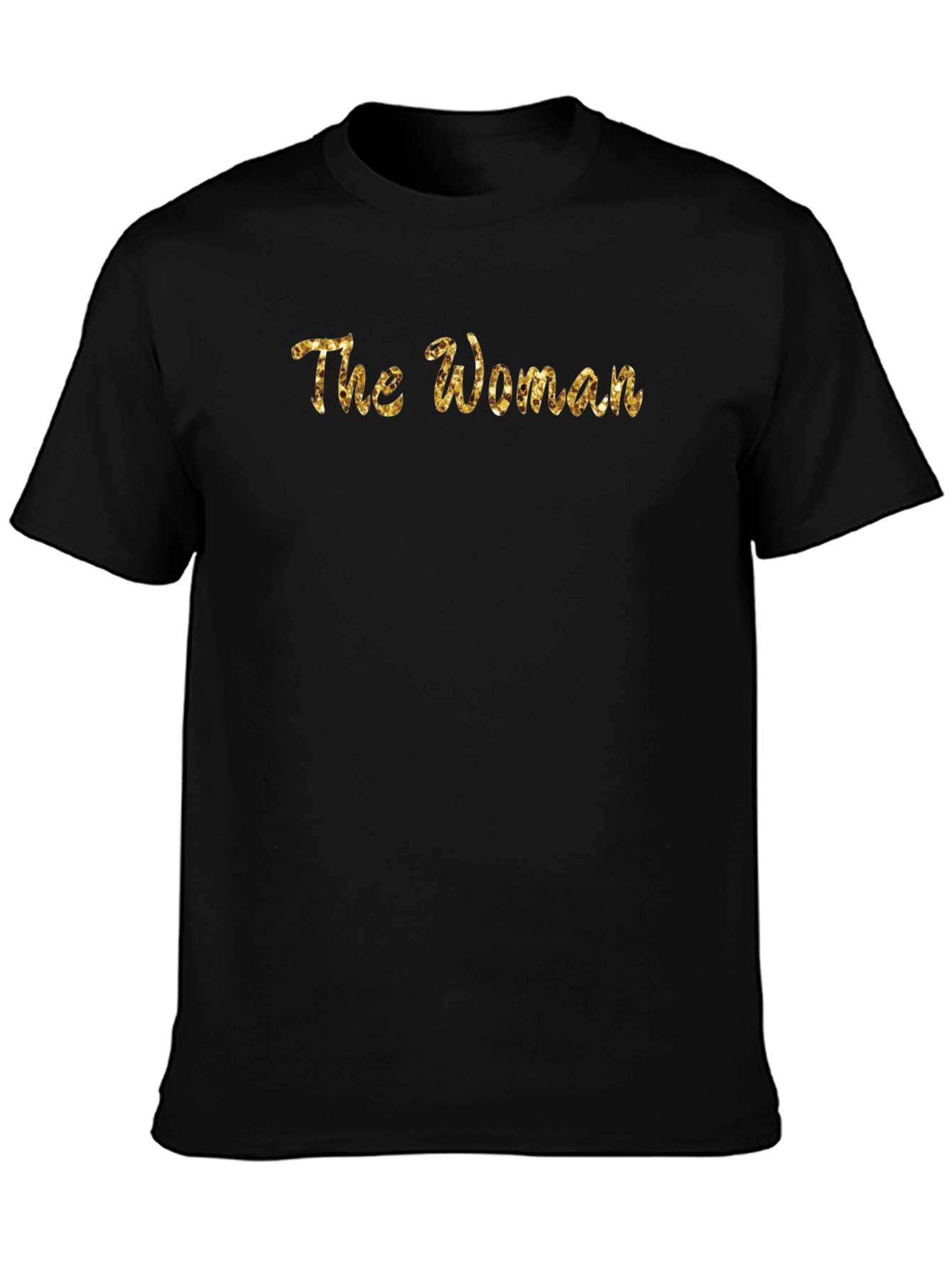 The Woman Gold Glitter Graphic Black T-Shirt