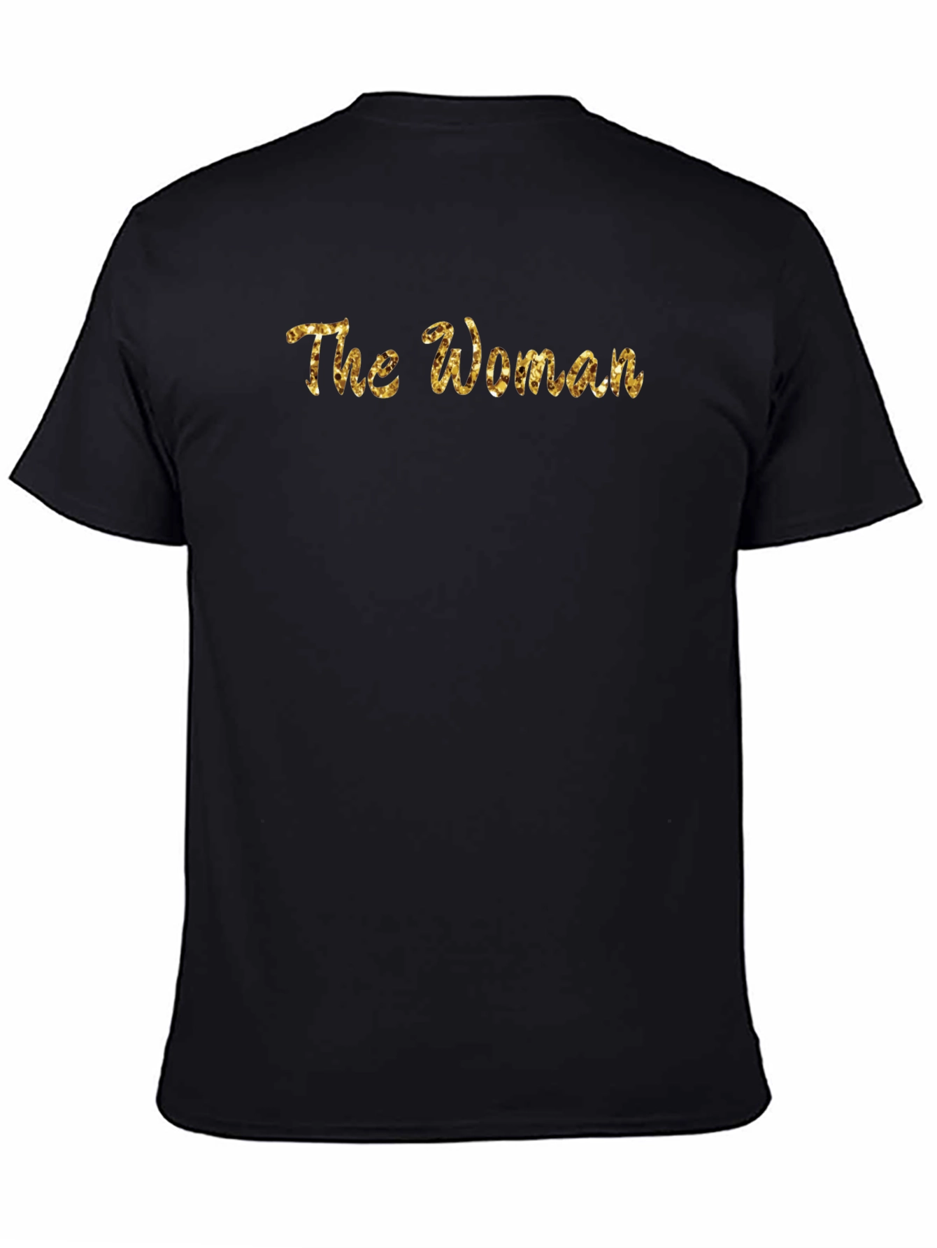 The Woman Gold Glitter Graphic Black T-Shirt
