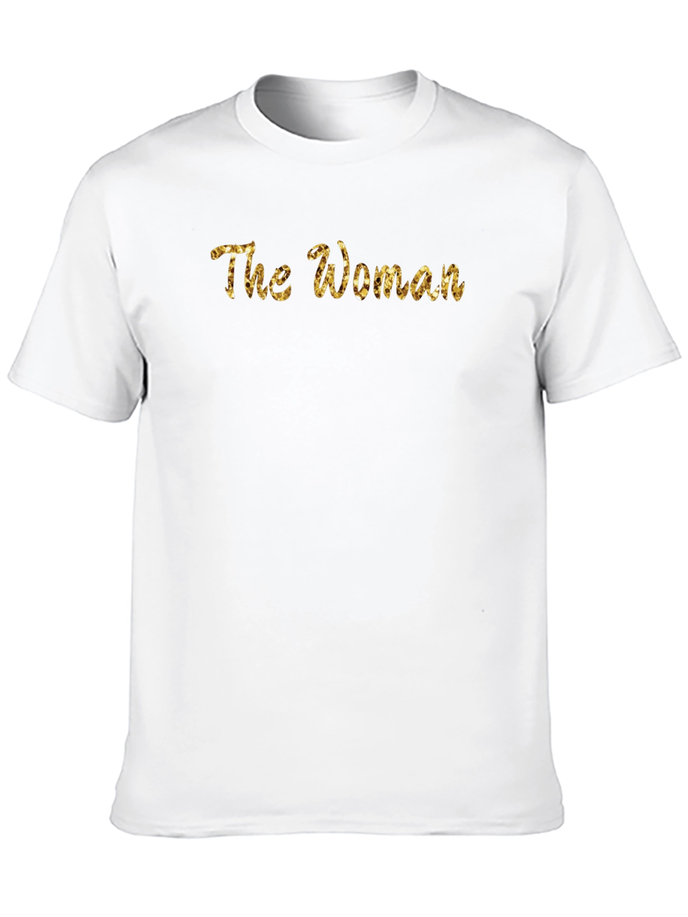 The Woman Gold Glitter Graphic Black T-Shirt