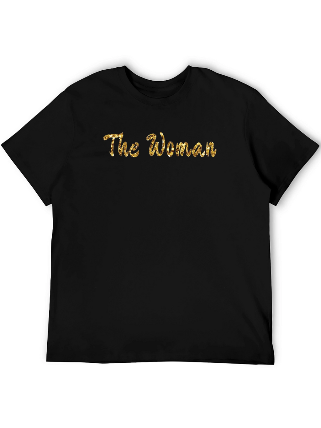 The Woman Gold Glitter Graphic Black T-Shirt