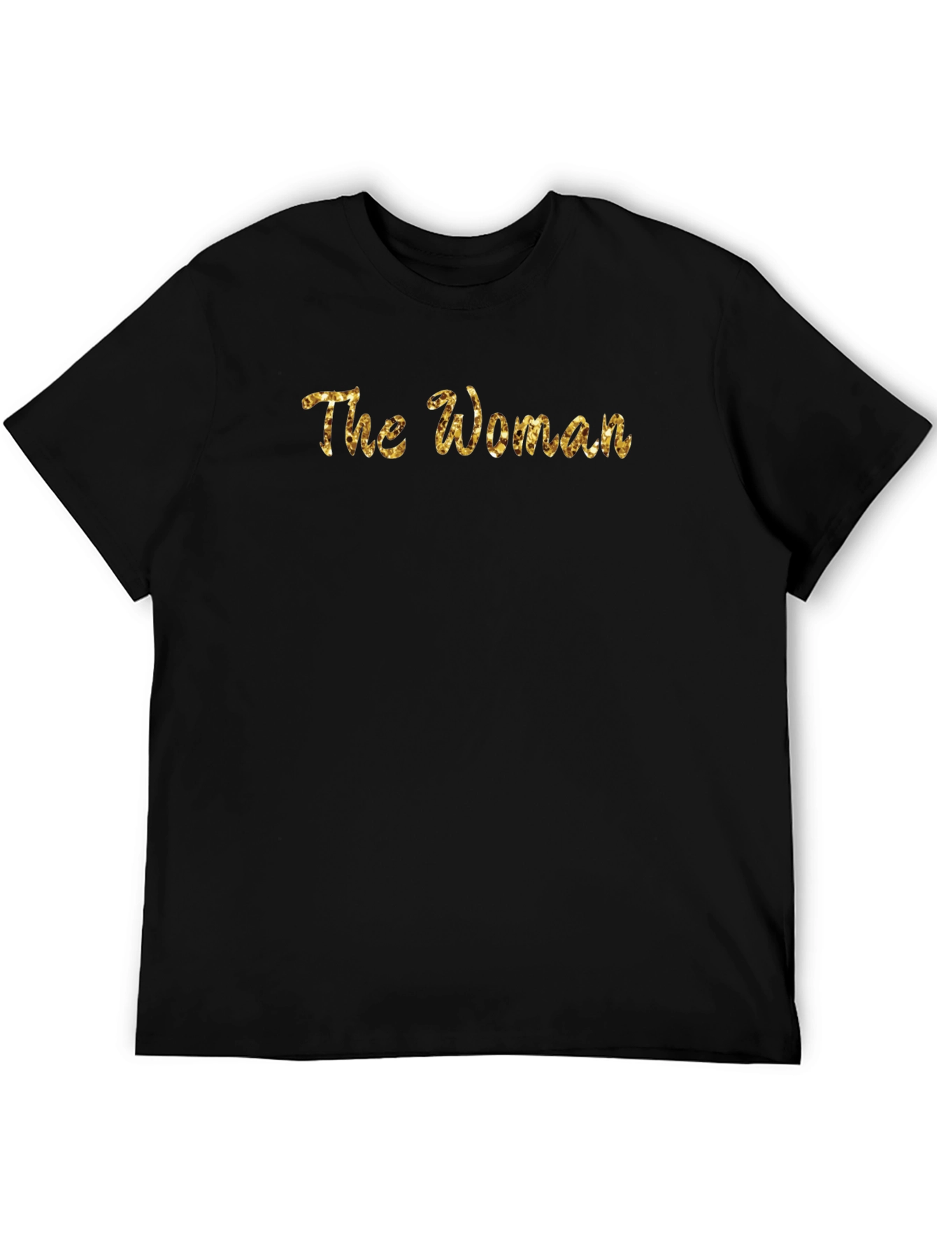 The Woman Gold Glitter Graphic Black T-Shirt