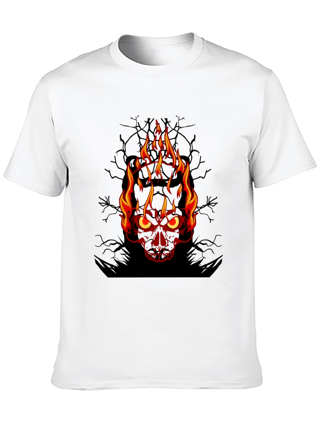 Flaming Skull Graphic Tee - Mens Black T-Shirt