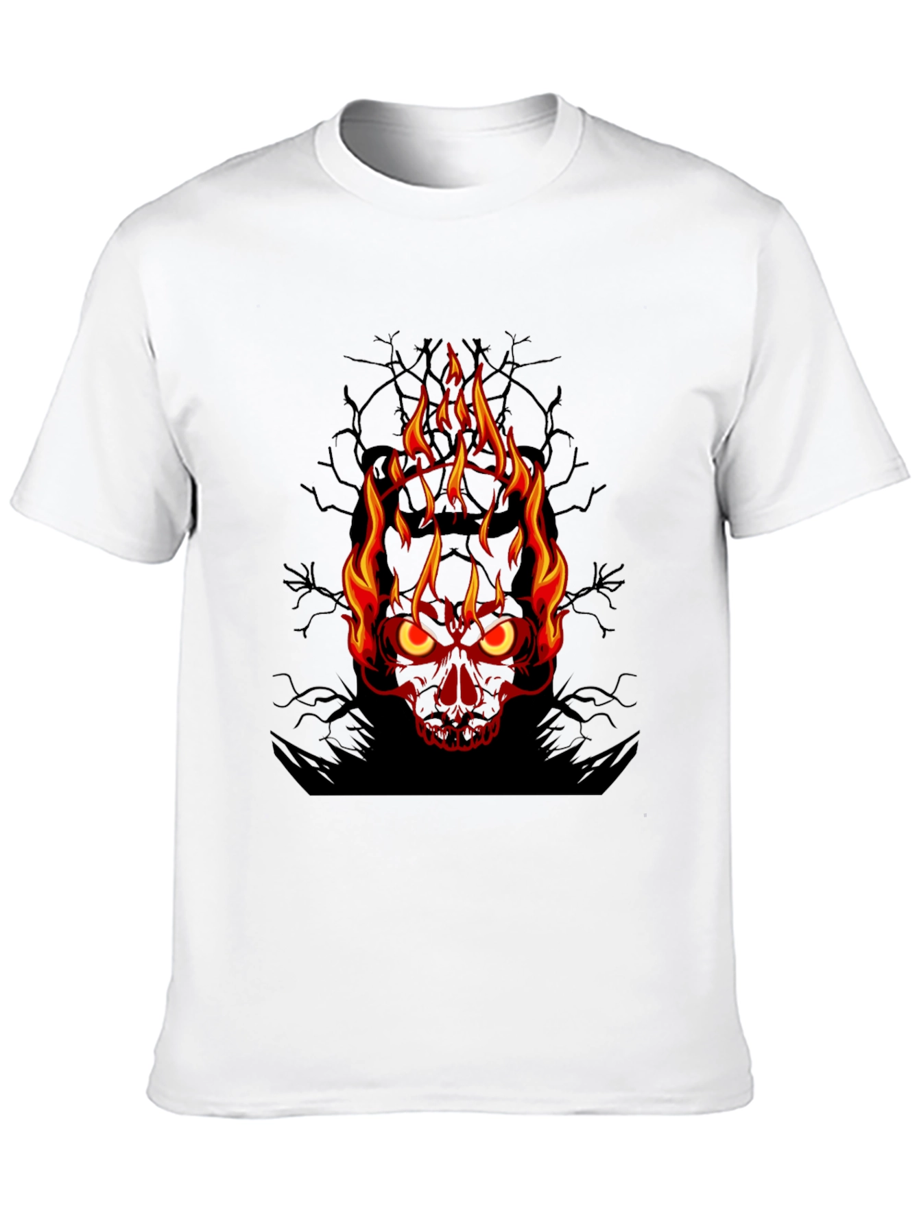Flaming Skull Graphic Tee - Mens Black T-Shirt