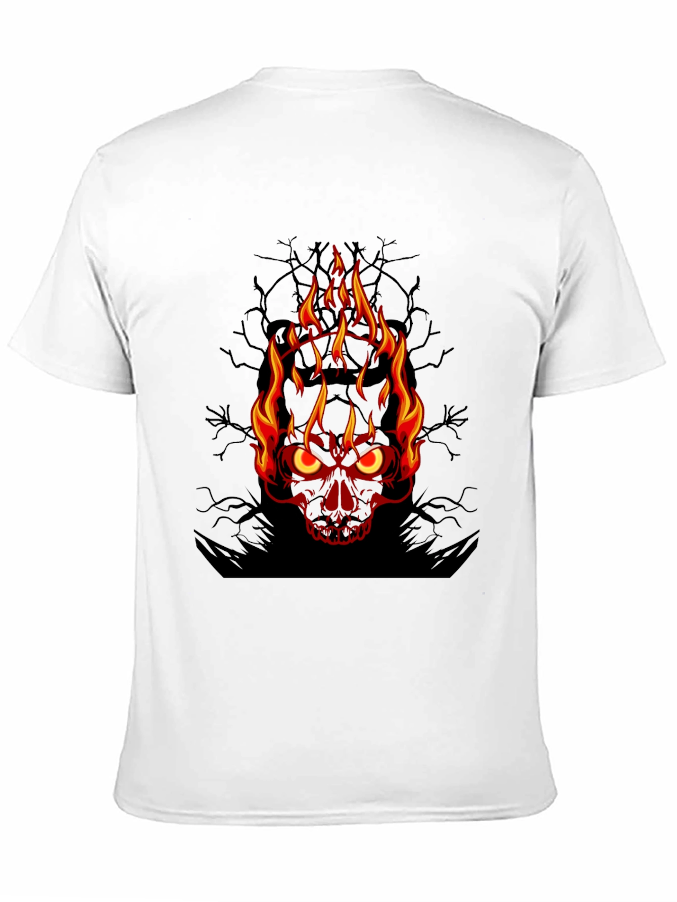 Flaming Skull Graphic Tee - Mens Black T-Shirt