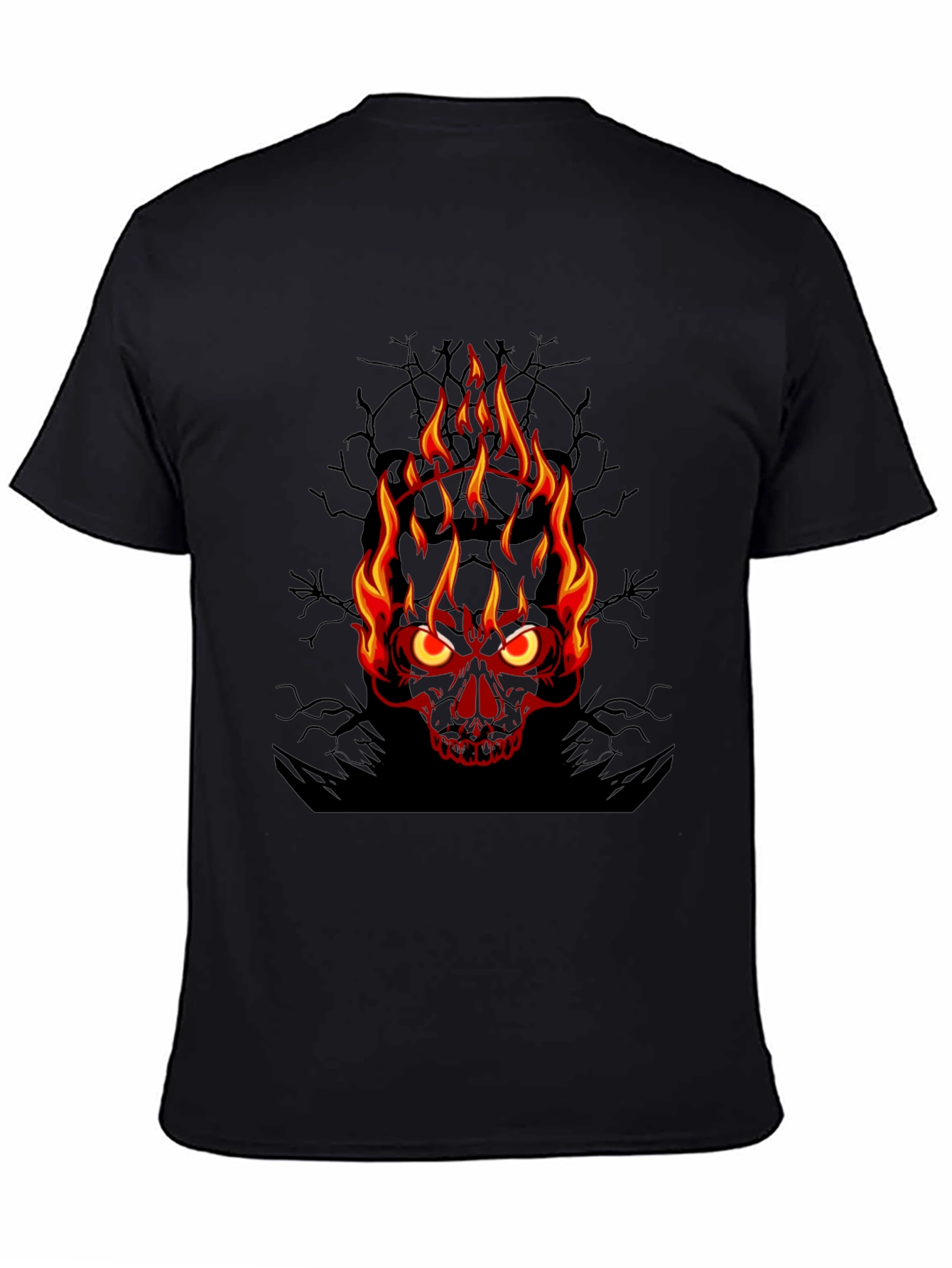 Flaming Skull Graphic Tee - Mens Black T-Shirt