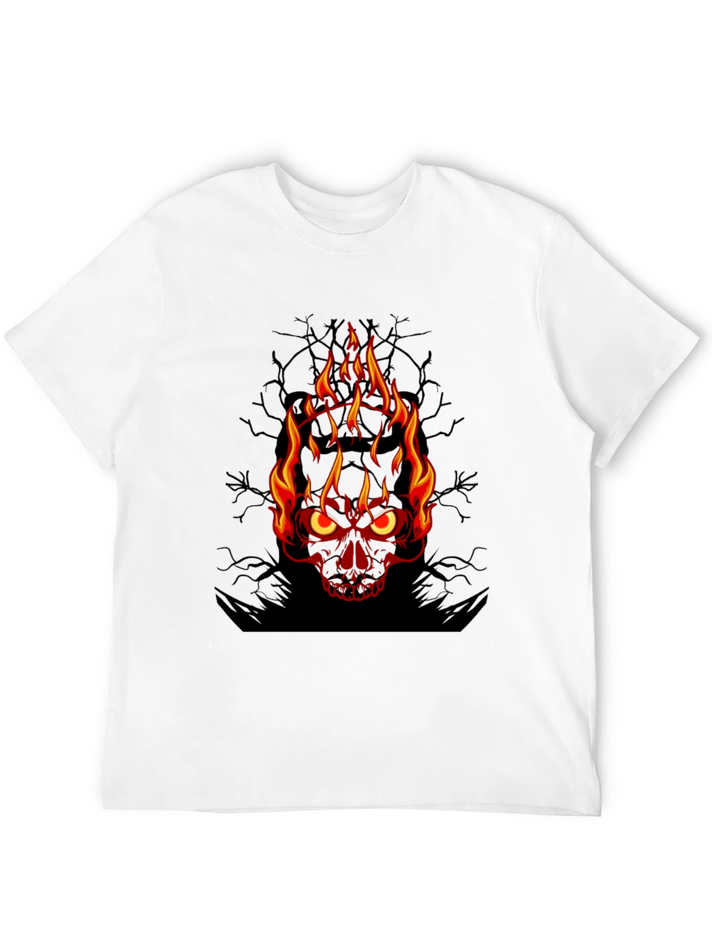 Flaming Skull Graphic Tee - Mens Black T-Shirt