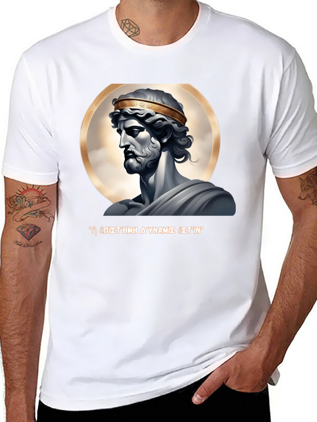 Ancient Greek Statue Graphic Black T-Shirt