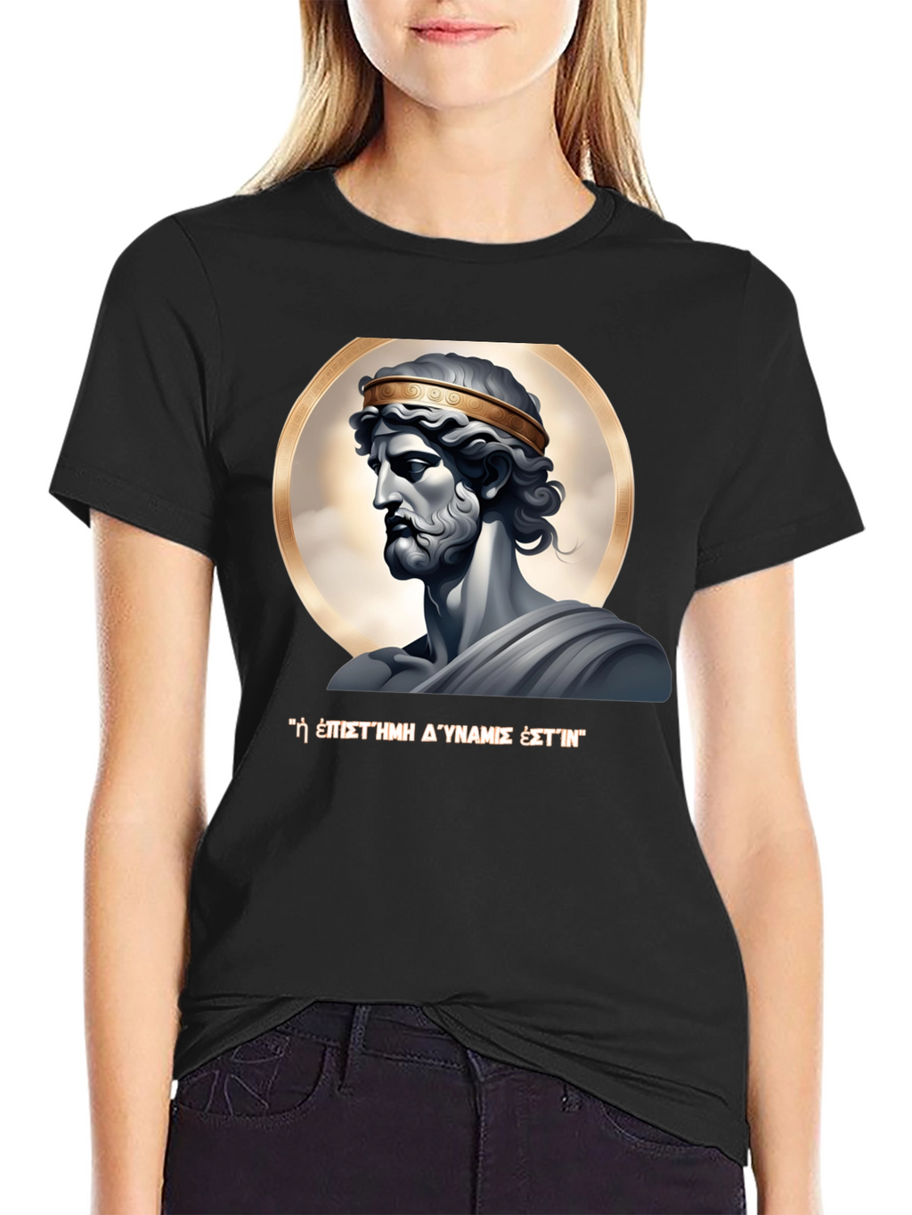 Ancient Greek Statue Graphic Black T-Shirt
