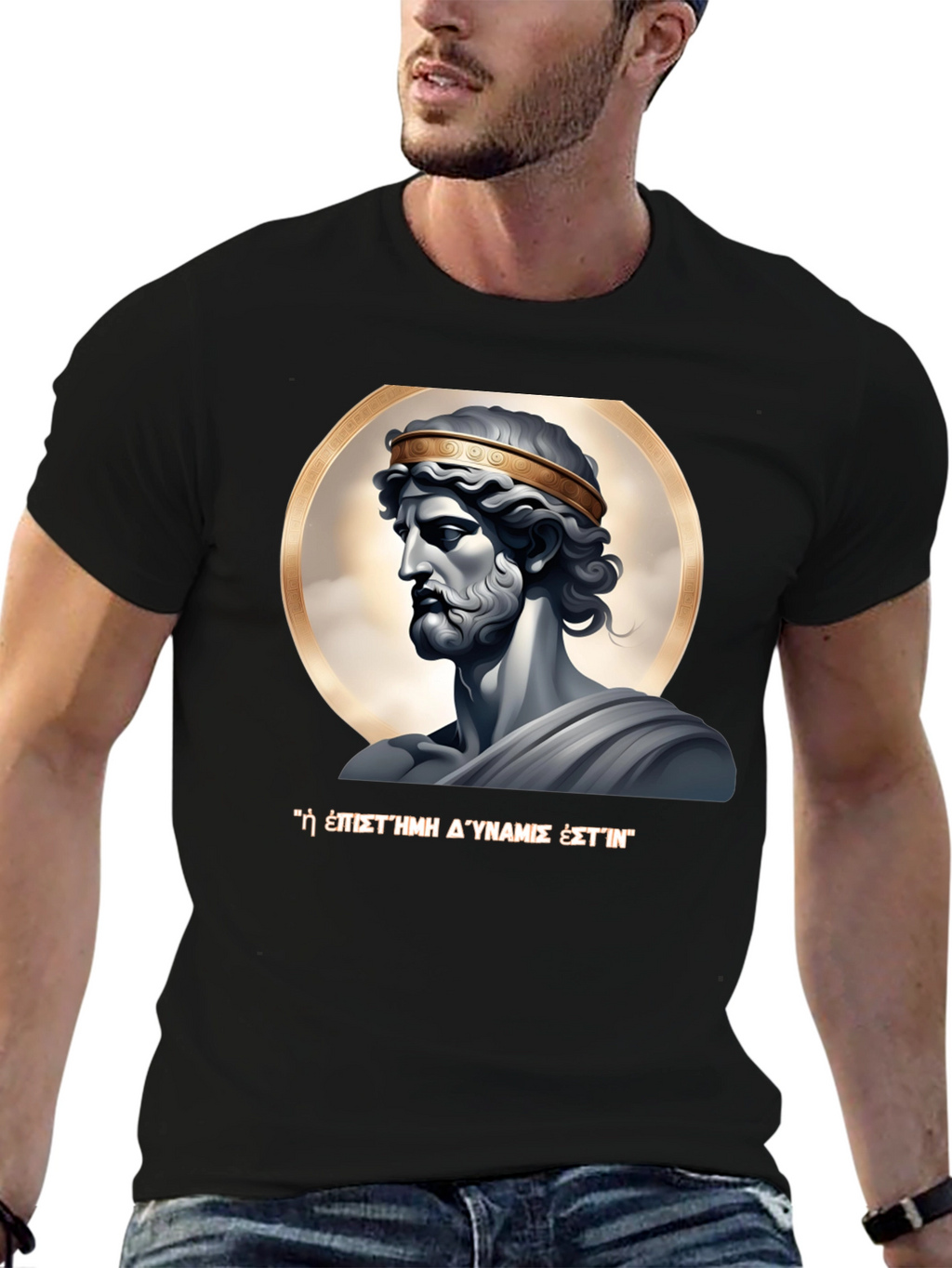Ancient Greek Statue Graphic Black T-Shirt