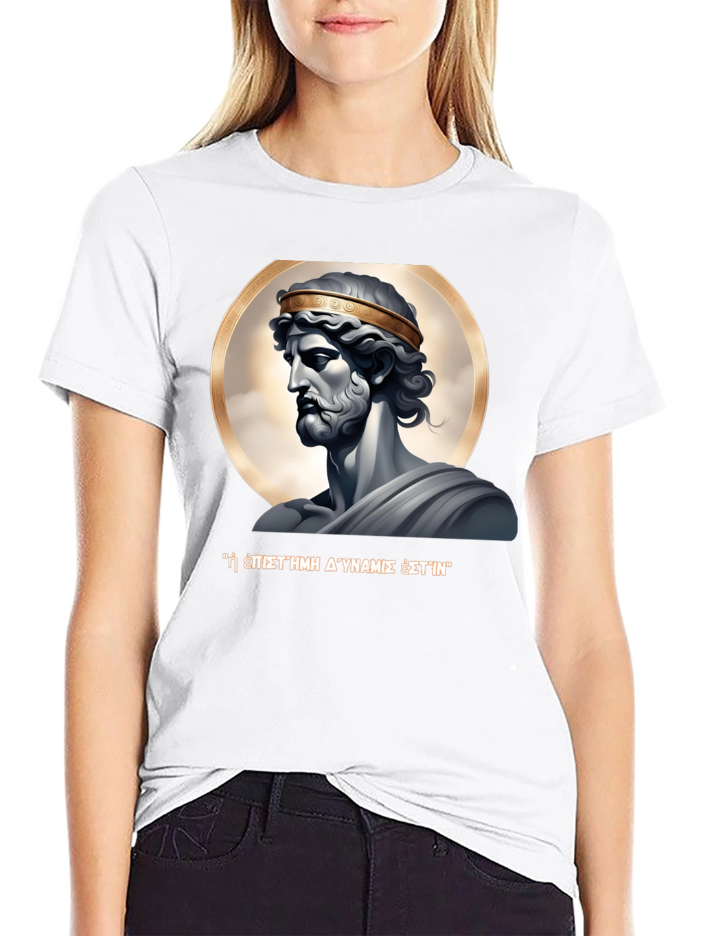 Ancient Greek Statue Graphic Black T-Shirt