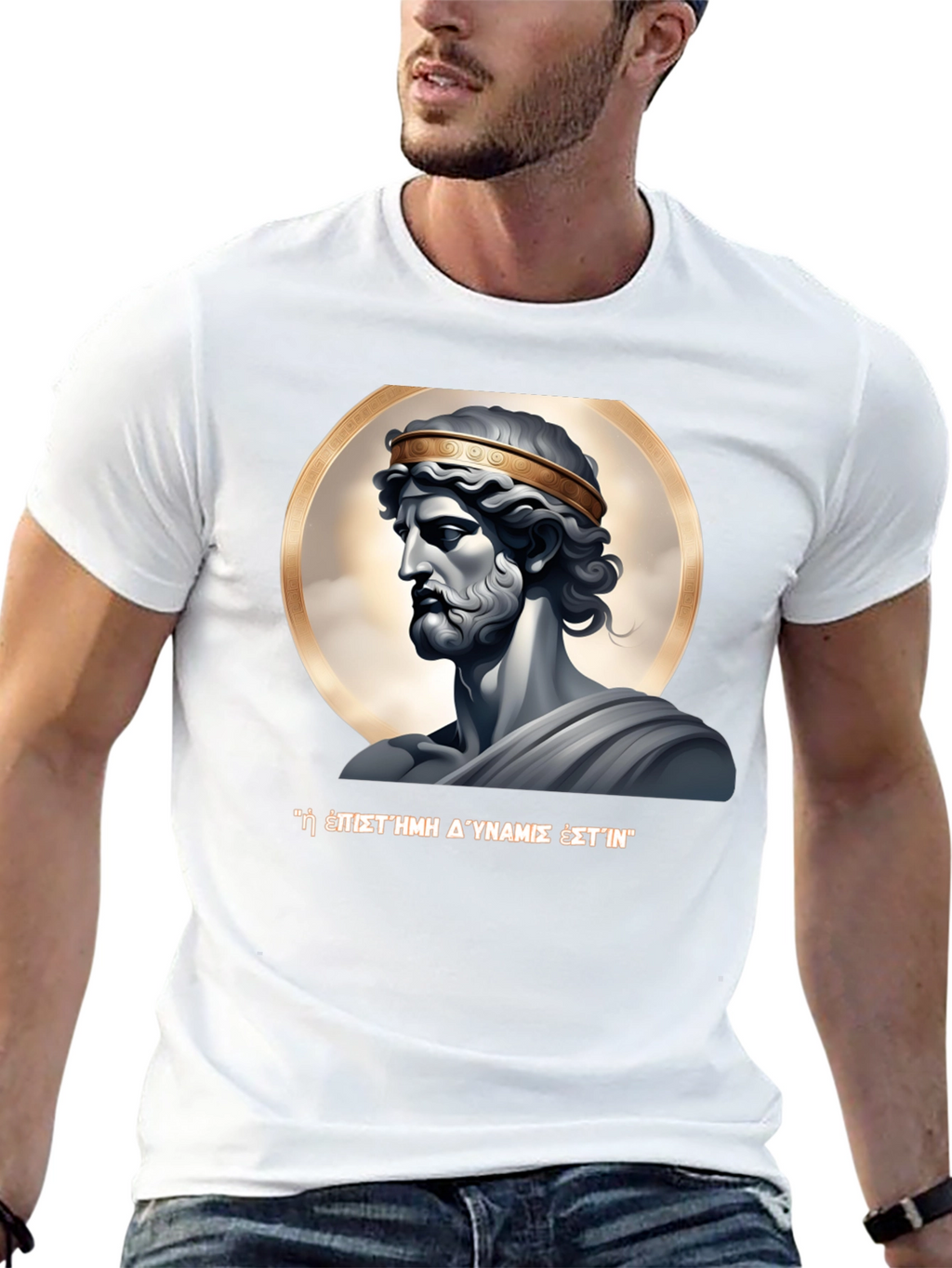 Ancient Greek Statue Graphic Black T-Shirt