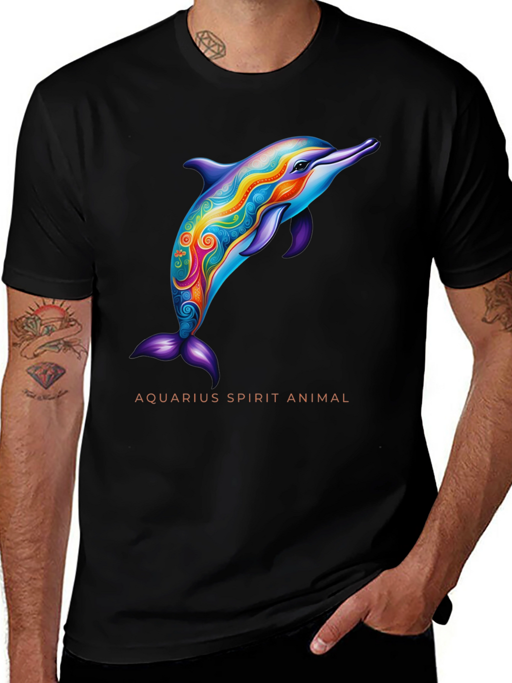 Aquarius Spirit Animal Dolphin Graphic Tee