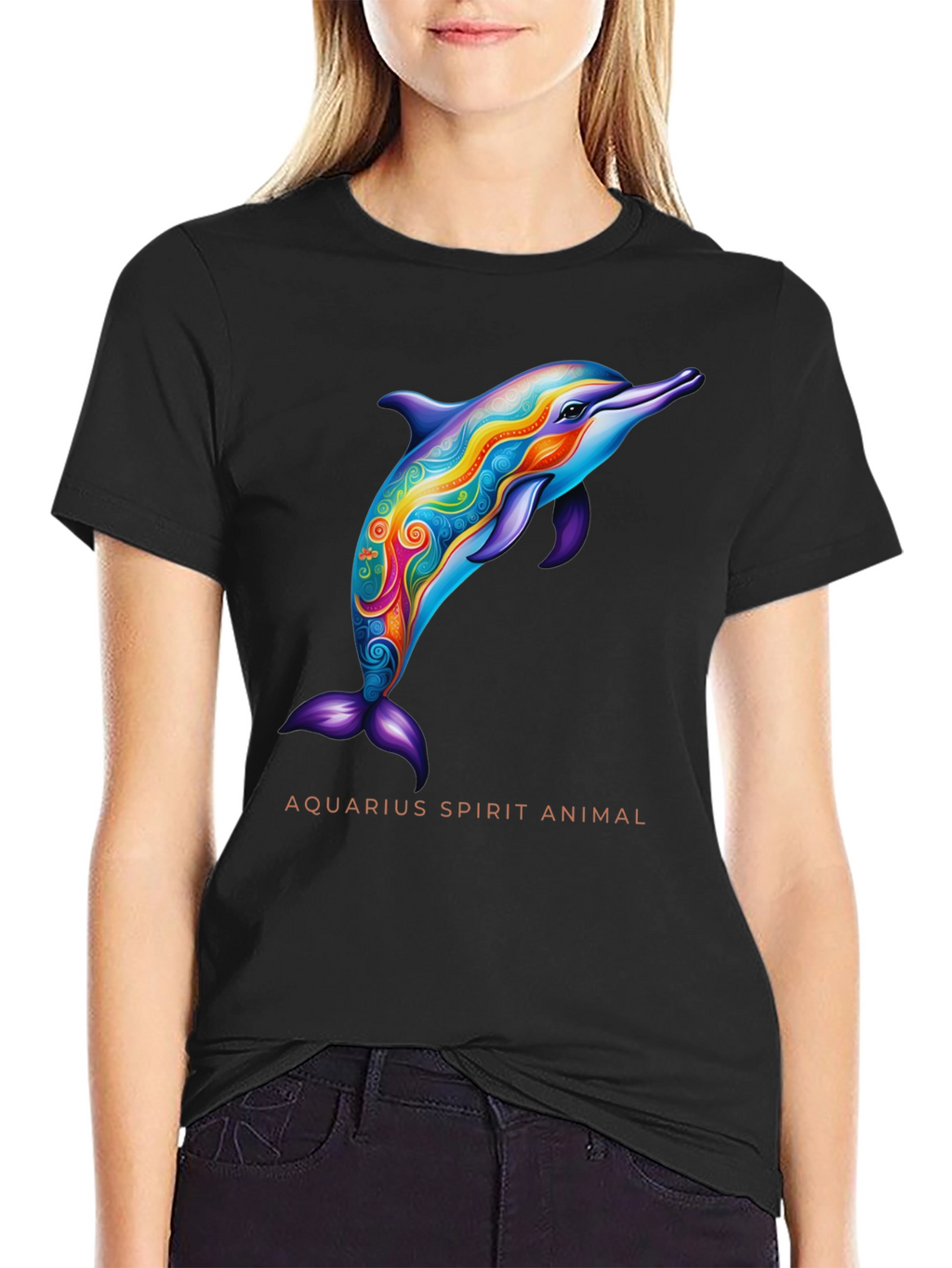 Aquarius Spirit Animal Dolphin Graphic Tee