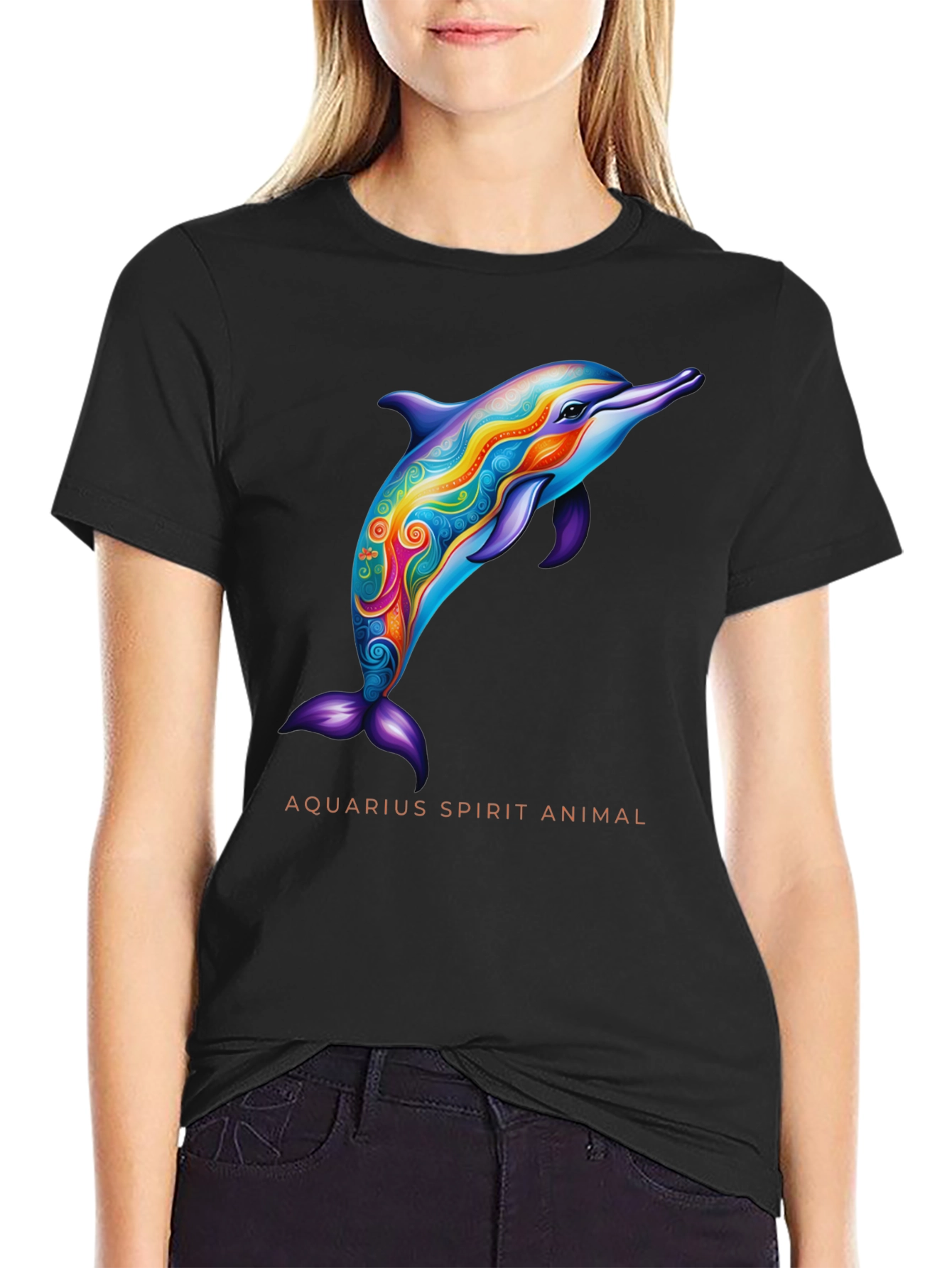 Aquarius Spirit Animal Dolphin Graphic Tee