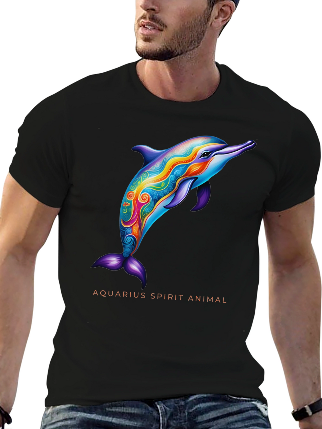 Aquarius Spirit Animal Dolphin Graphic Tee