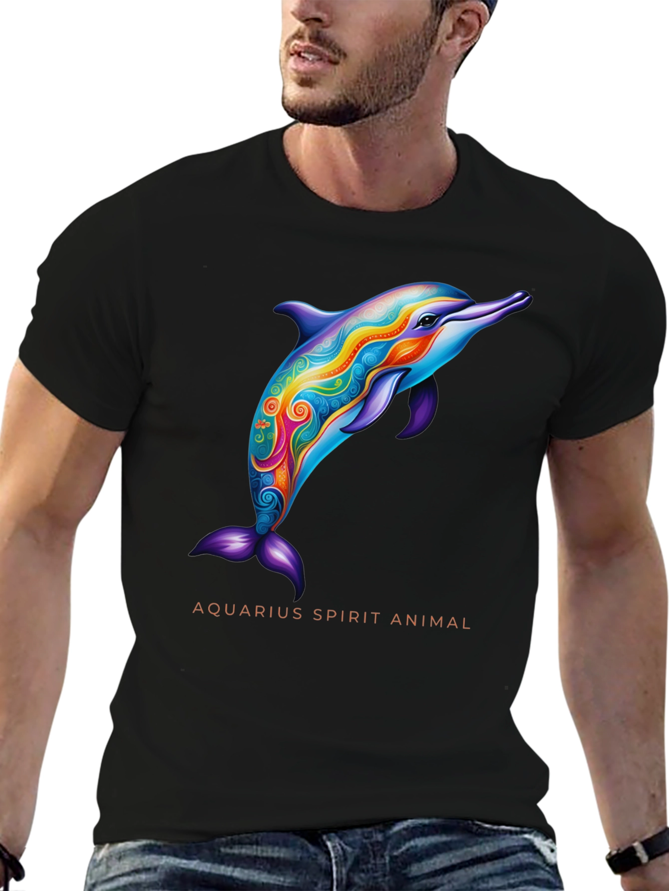 Aquarius Spirit Animal Dolphin Graphic Tee