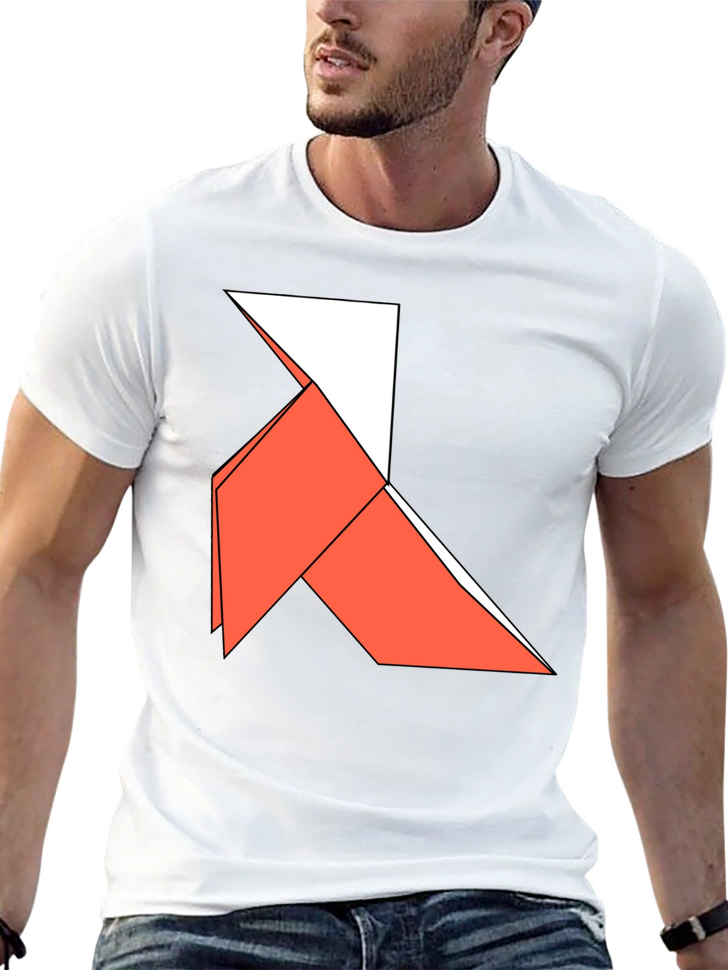 Origami Bird Graphic Tee - Casual Style