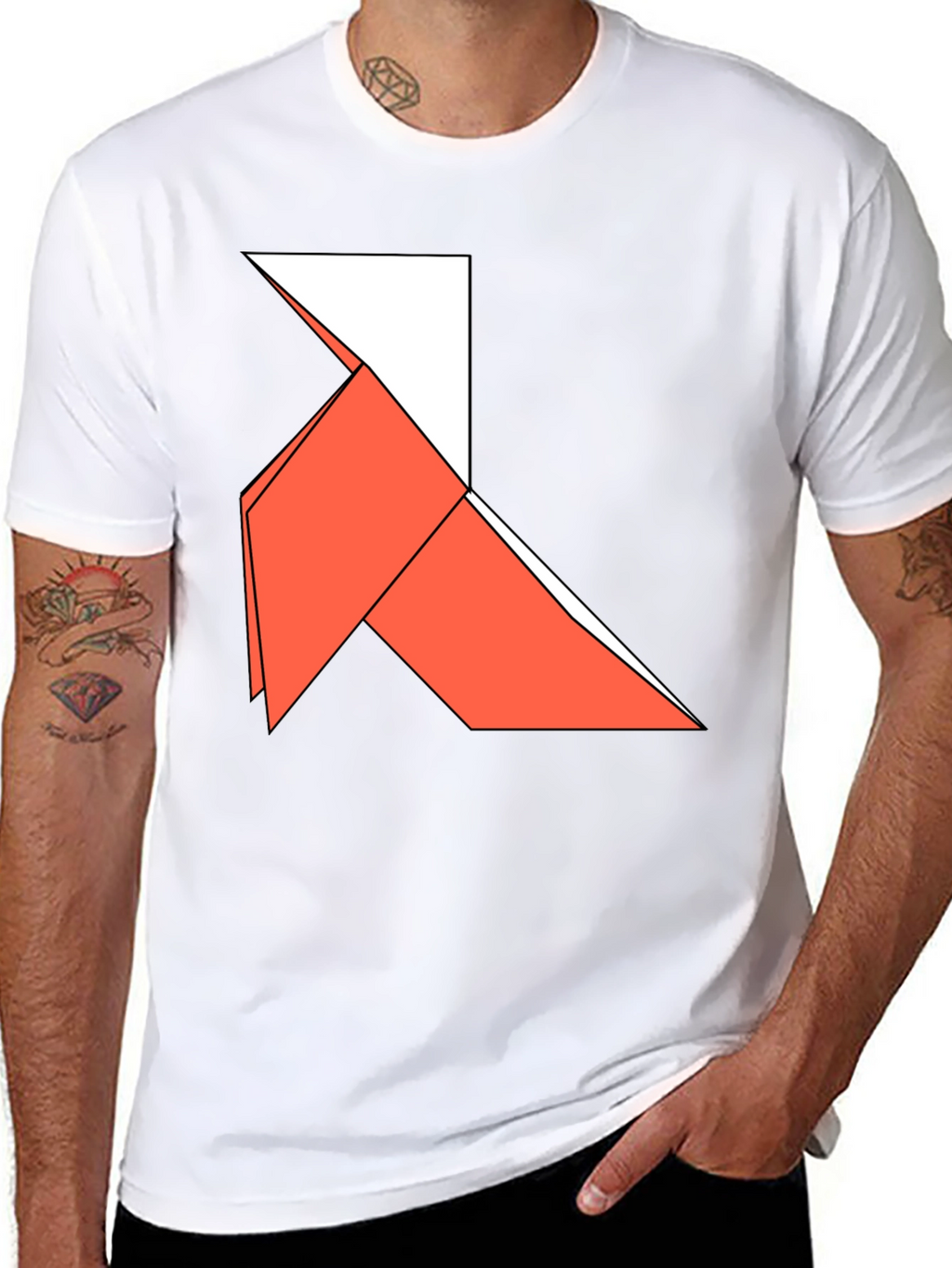 Origami Bird Graphic Tee - Casual Style