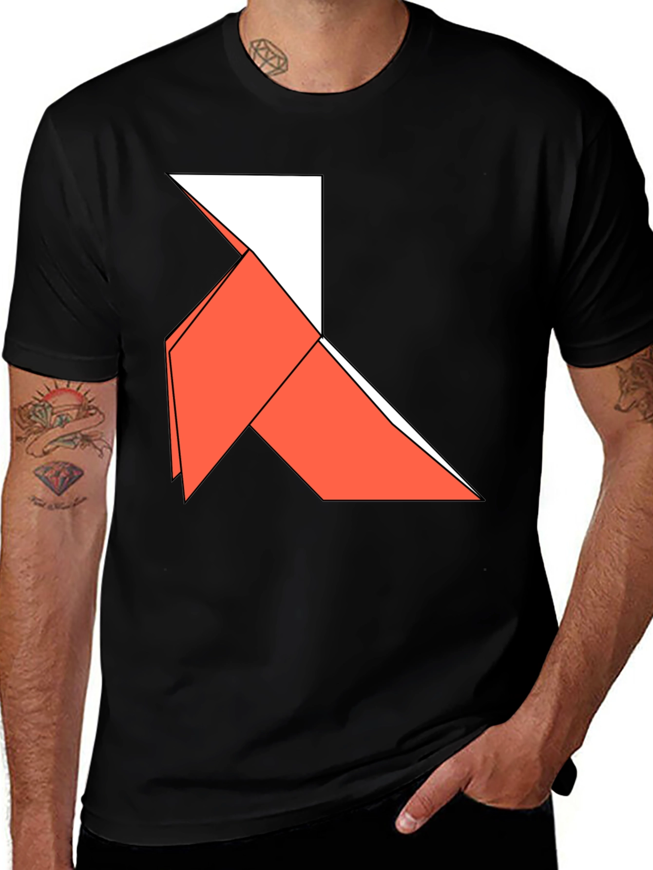 Origami Bird Graphic Tee - Casual Style