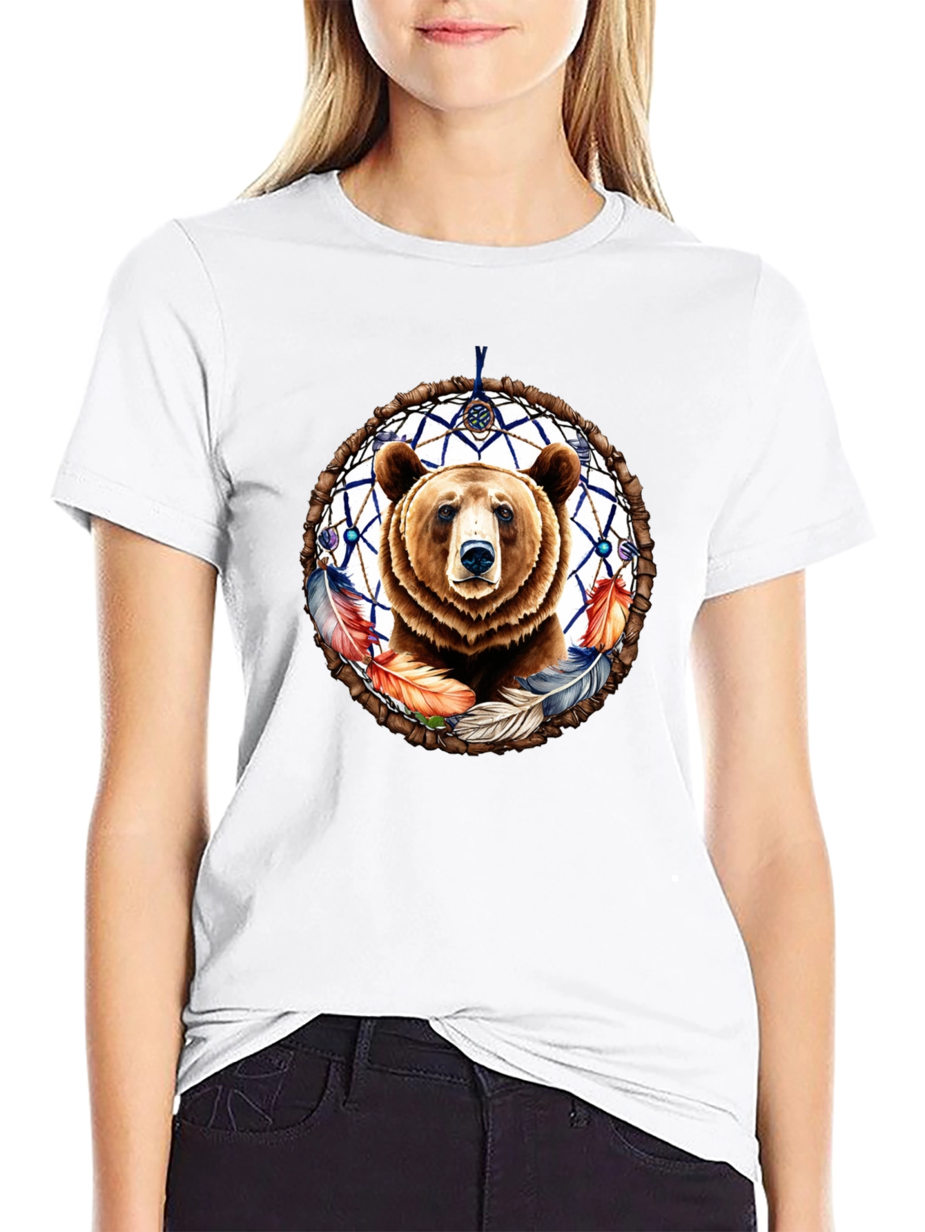 Bear Dreamcatcher Graphic Tee - Black