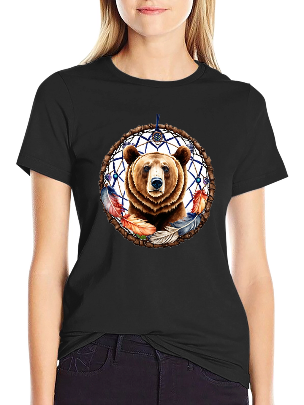 Bear Dreamcatcher Graphic Tee - Black