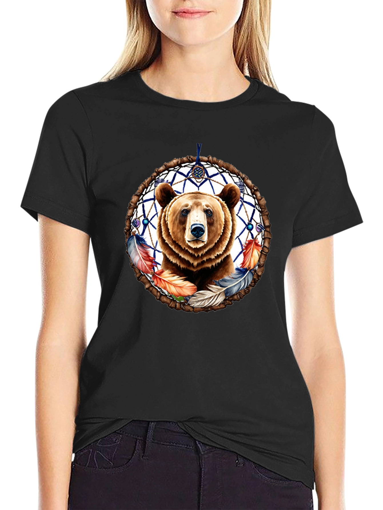 Bear Dreamcatcher Graphic Tee - Black