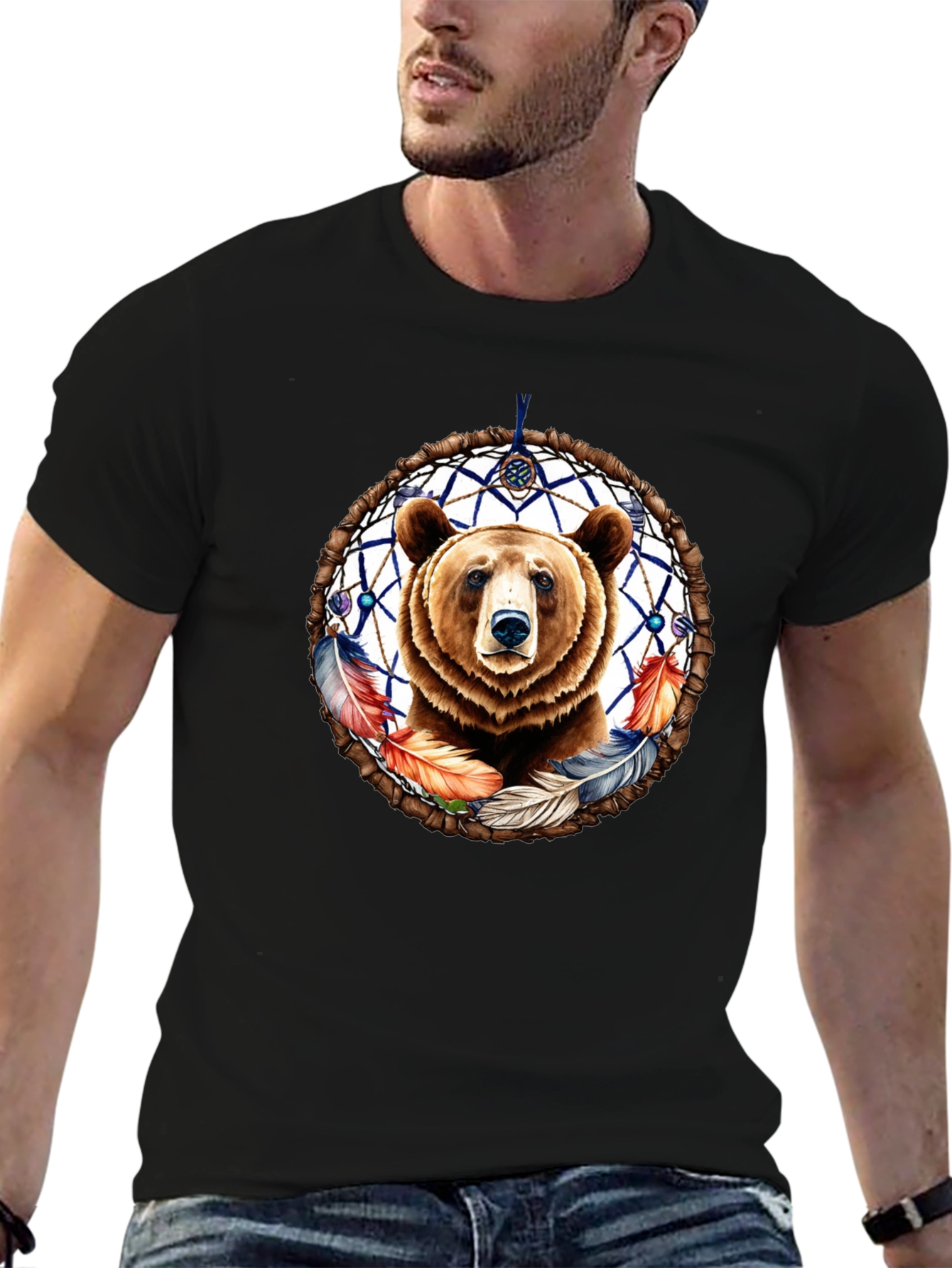 Bear Dreamcatcher Graphic Tee - Black