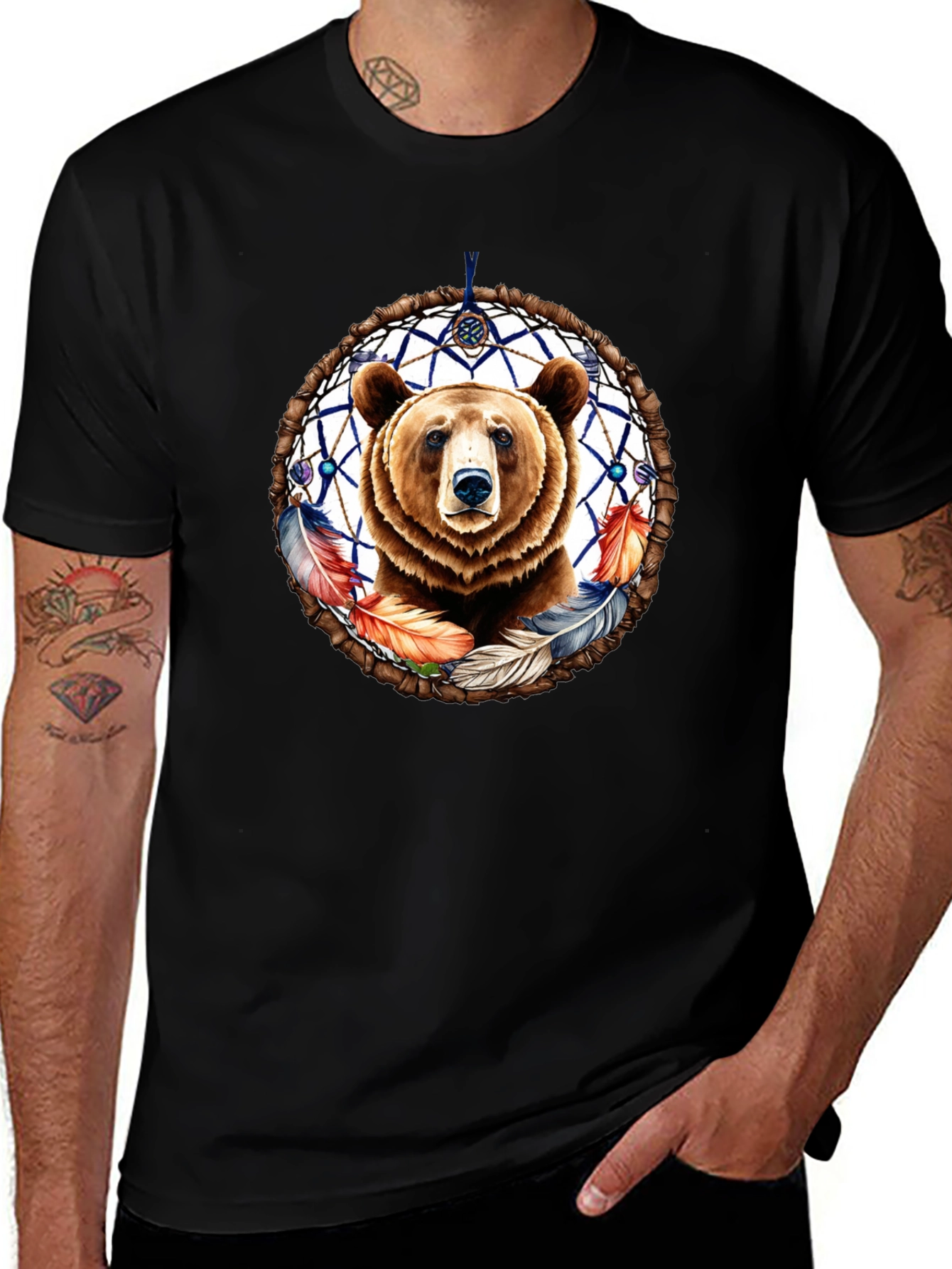 Bear Dreamcatcher Graphic Tee - Black