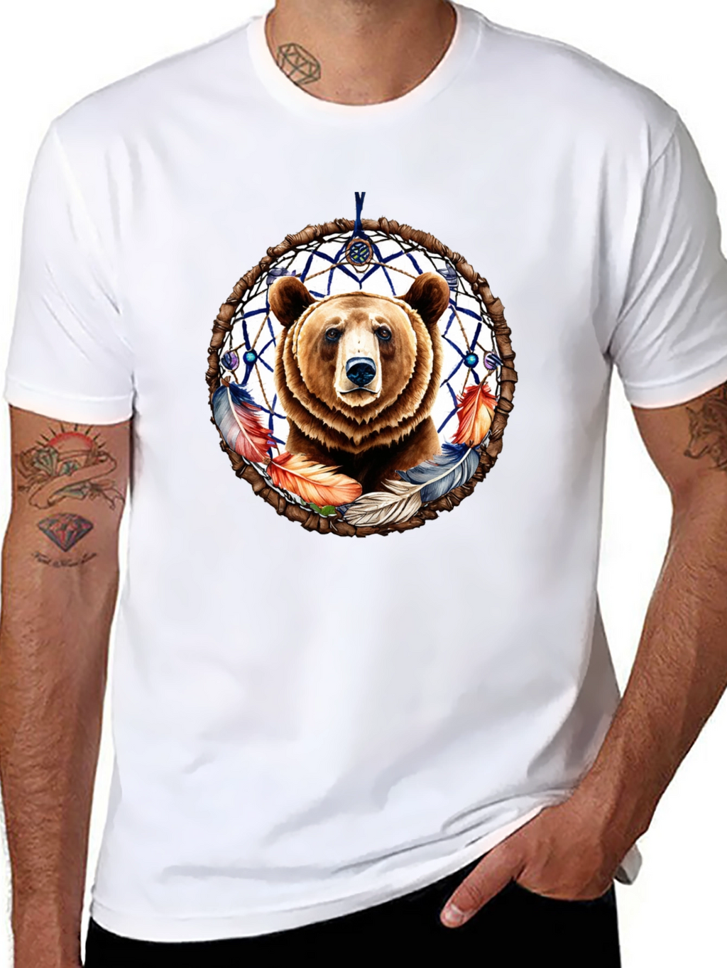 Bear Dreamcatcher Graphic Tee - Black