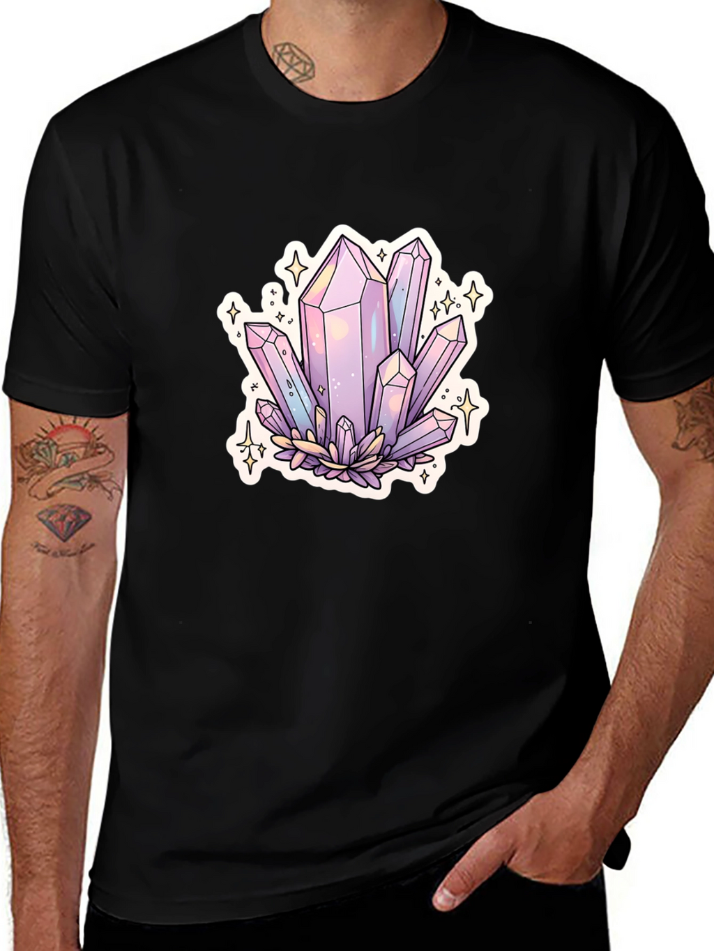 Crystal Cluster Graphic Tee - Black Cotton Blend