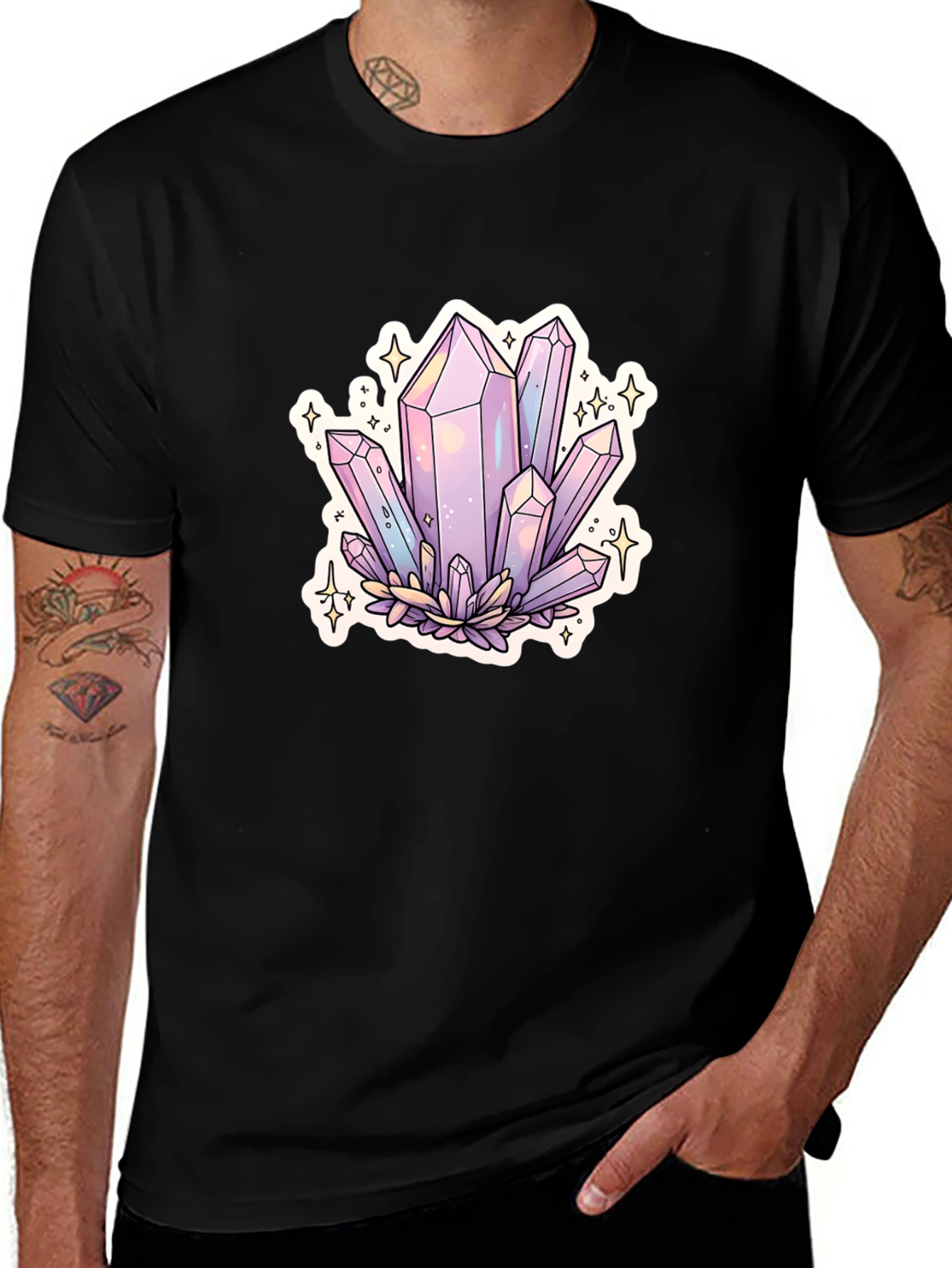 Crystal Cluster Graphic Tee - Black Cotton Blend