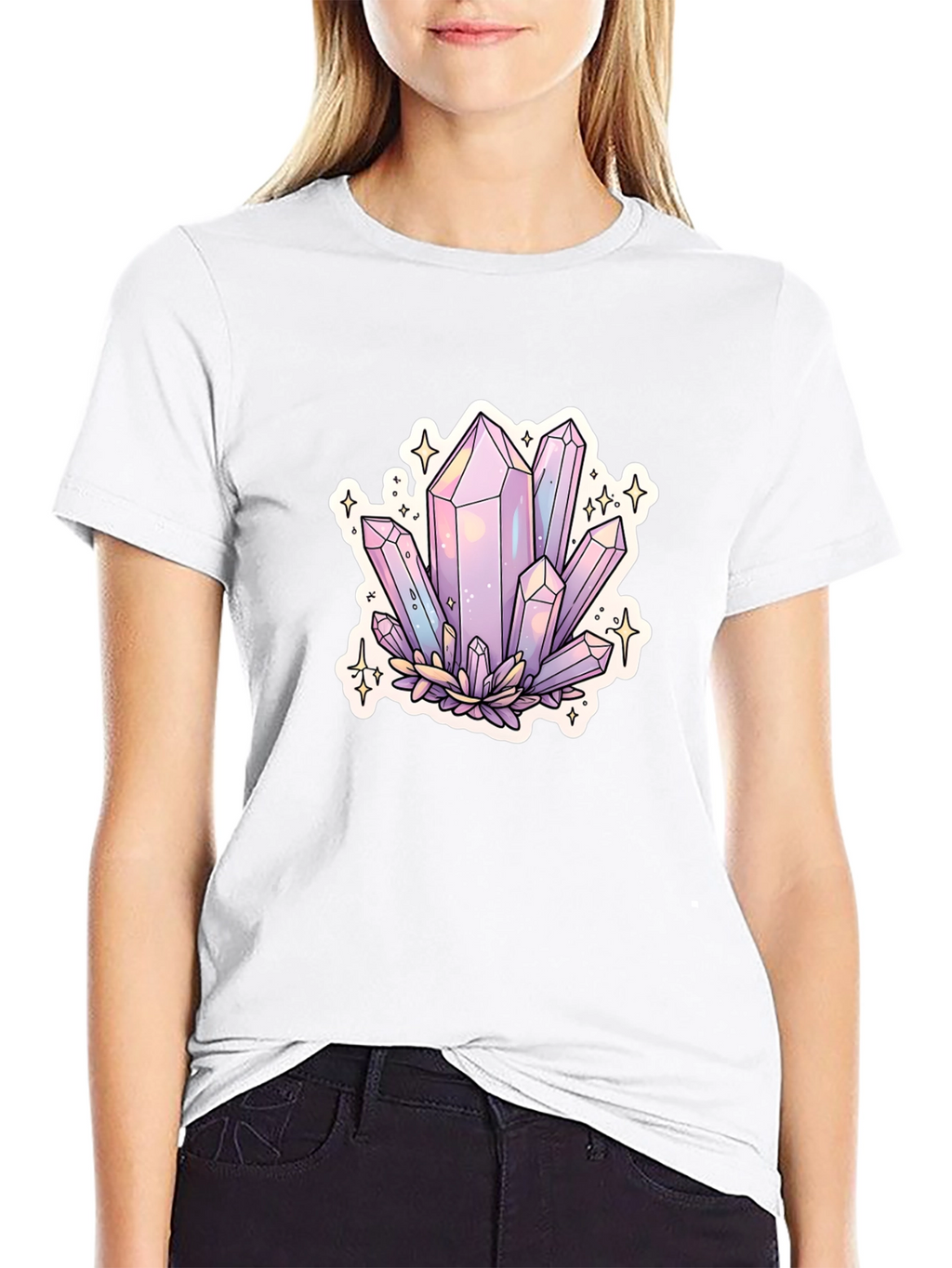 Crystal Cluster Graphic Tee - Black Cotton Blend