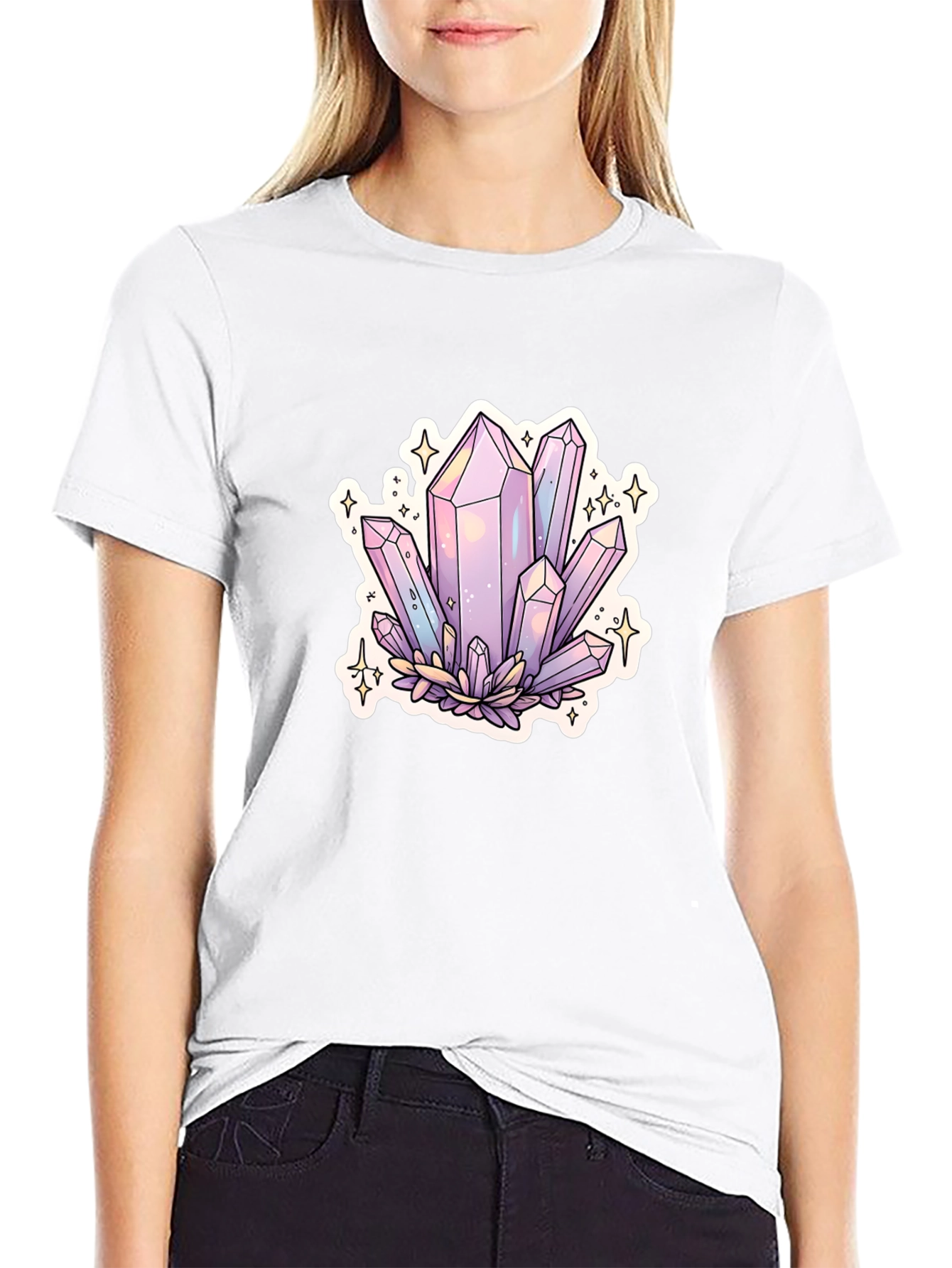 Crystal Cluster Graphic Tee - Black Cotton Blend