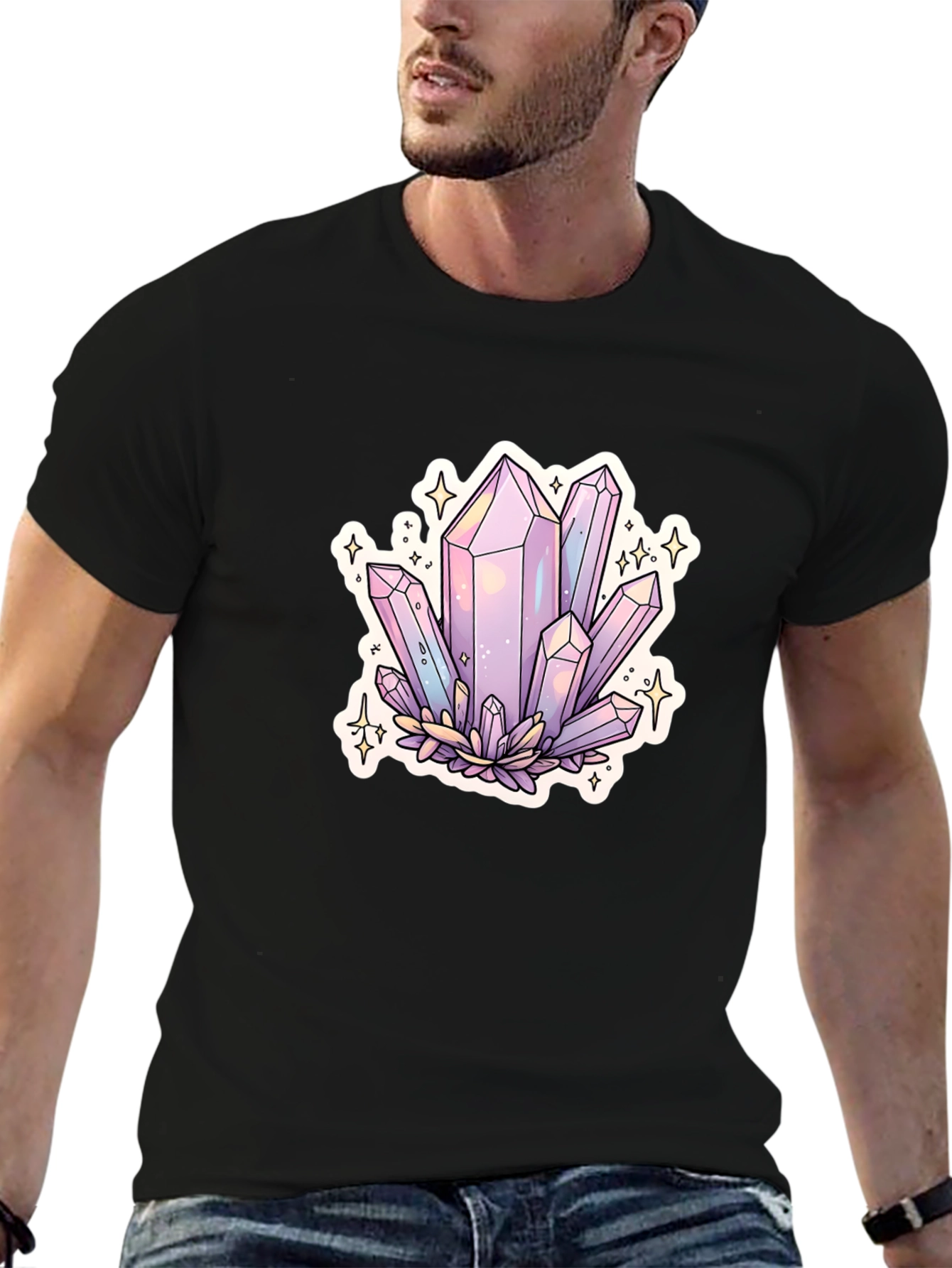 Crystal Cluster Graphic Tee - Black Cotton Blend
