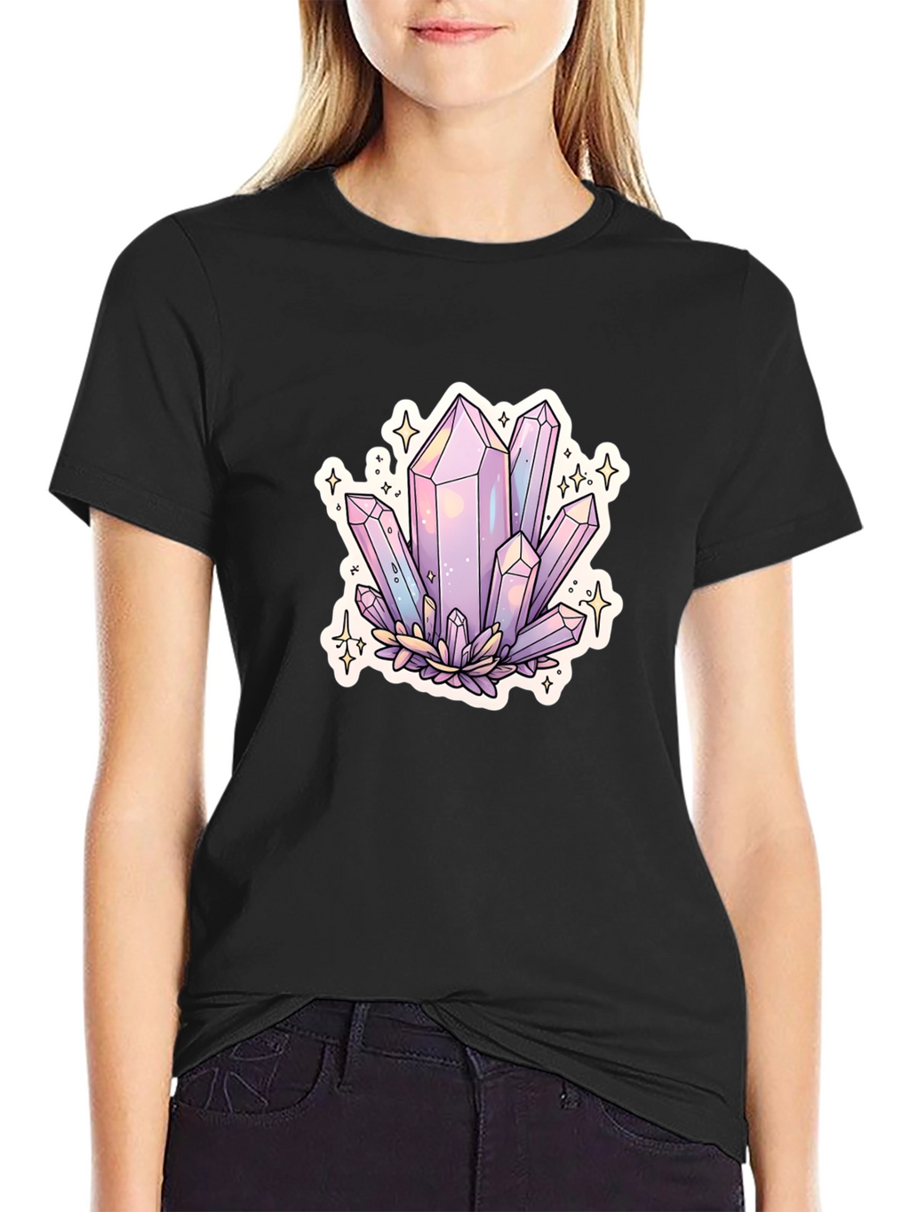 Crystal Cluster Graphic Tee - Black Cotton Blend
