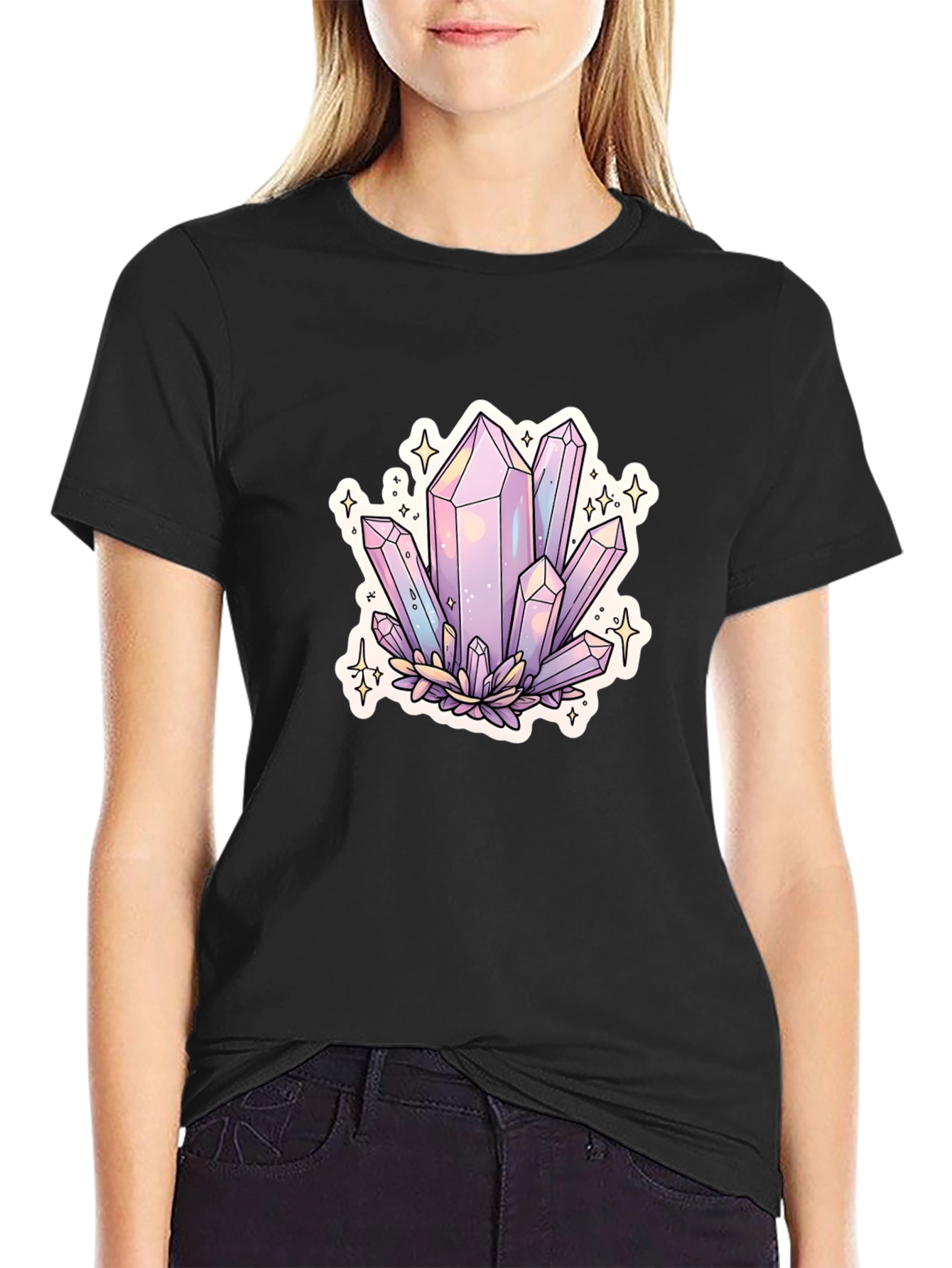 Crystal Cluster Graphic Tee - Black Cotton Blend