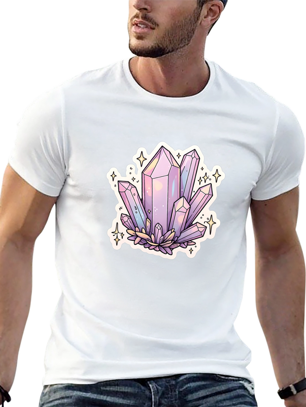 Crystal Cluster Graphic Tee - Black Cotton Blend