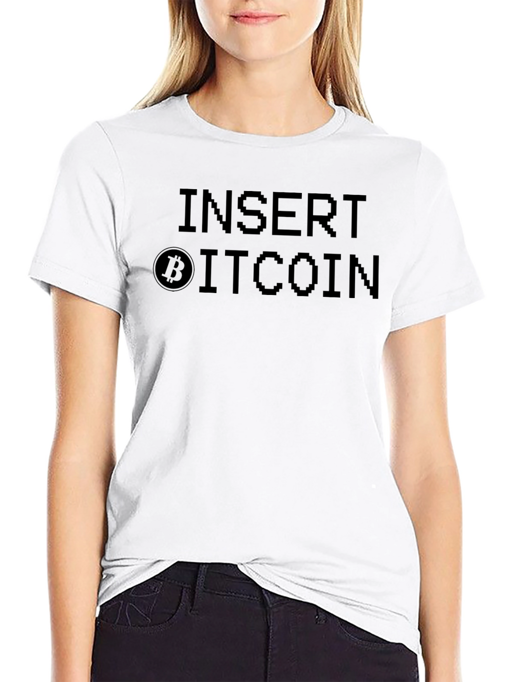 Insert Bitcoin Pixel Graphic T-Shirt - Black