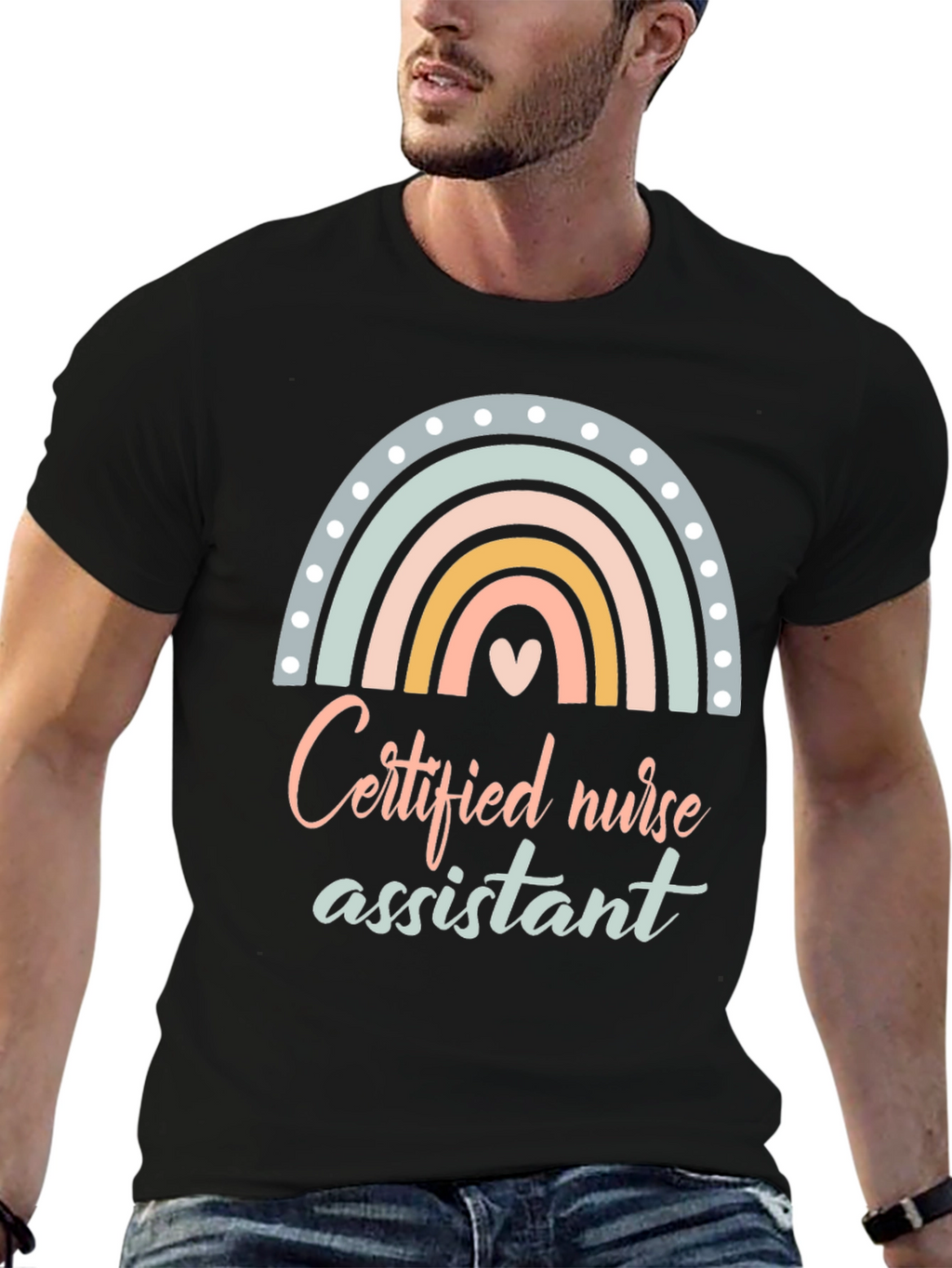 Certified Nurse Assistant T-Shirt Rainbow Design