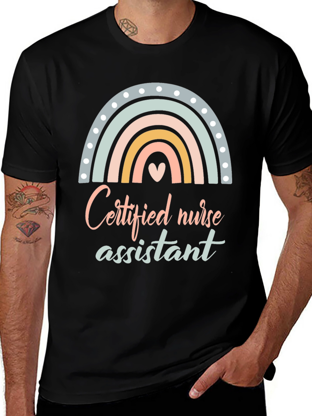 Certified Nurse Assistant T-Shirt Rainbow Design