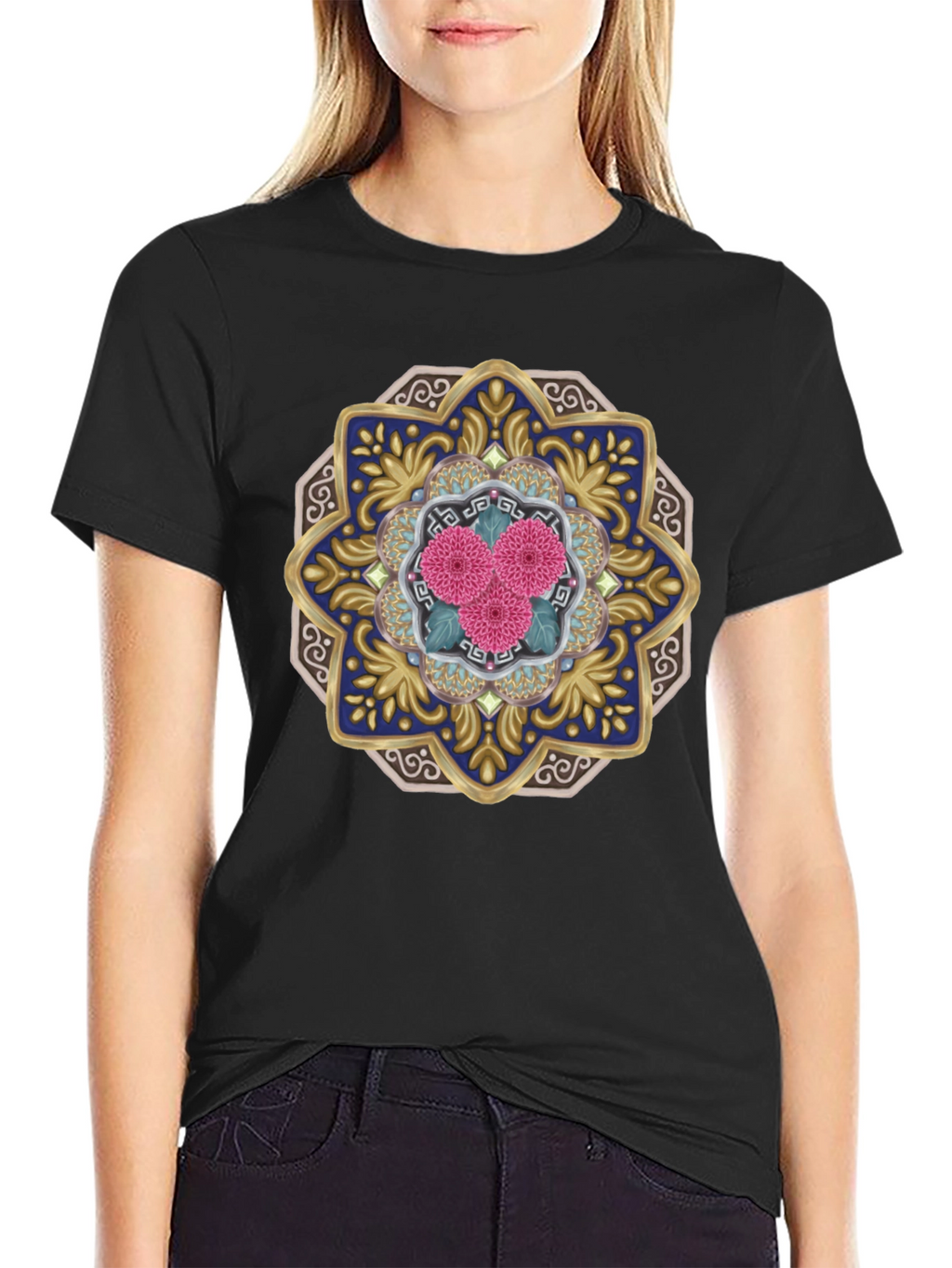 Floral Mandala Graphic Tee - Unique Art Shirt