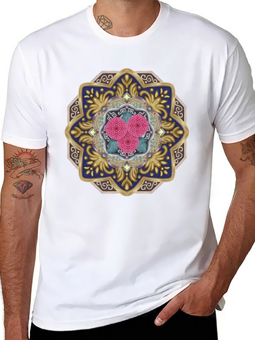 Floral Mandala Graphic Tee - Unique Art Shirt