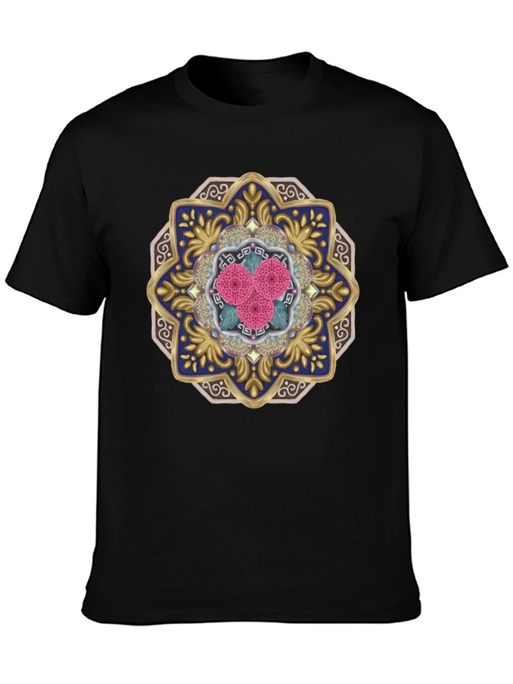Floral Mandala Graphic Tee - Unique Art Shirt